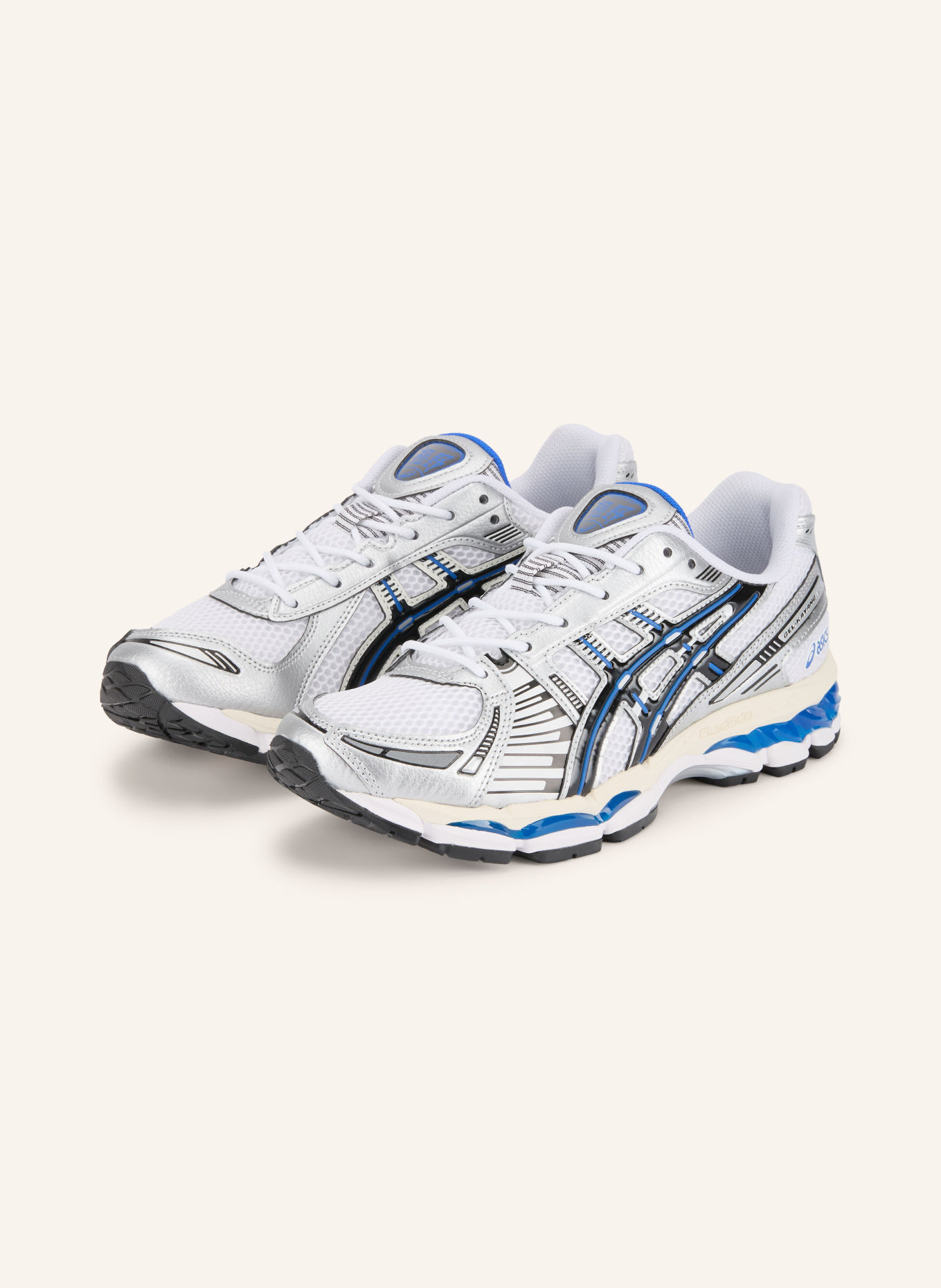 ASICS GEL-KAYANO 12.1 sneaker: WHITE / SILVER / DARK BLUE