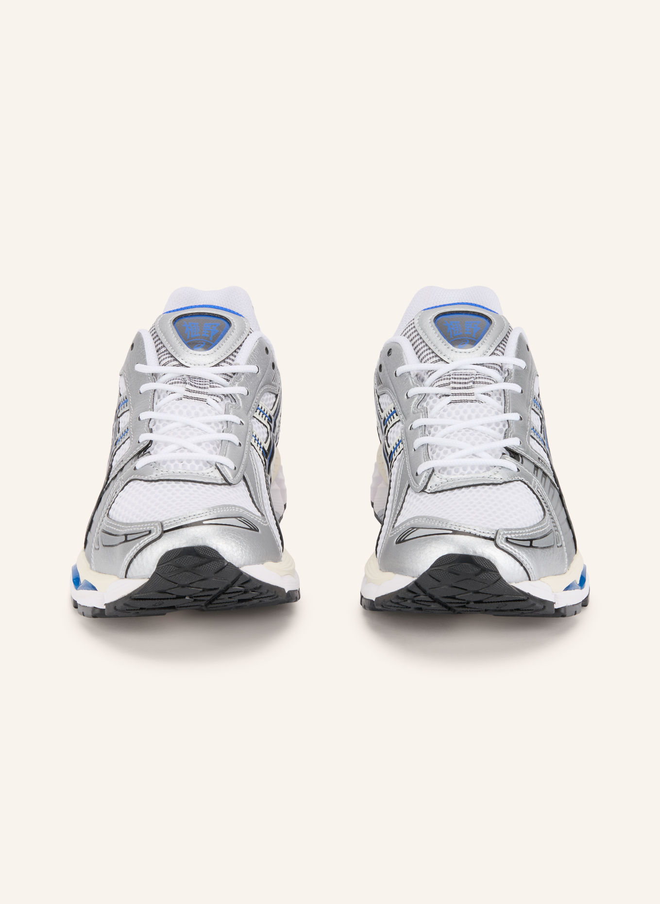 ASICS GEL-KAYANO 12.1 sneaker: WHITE / SILVER / DARK BLUE