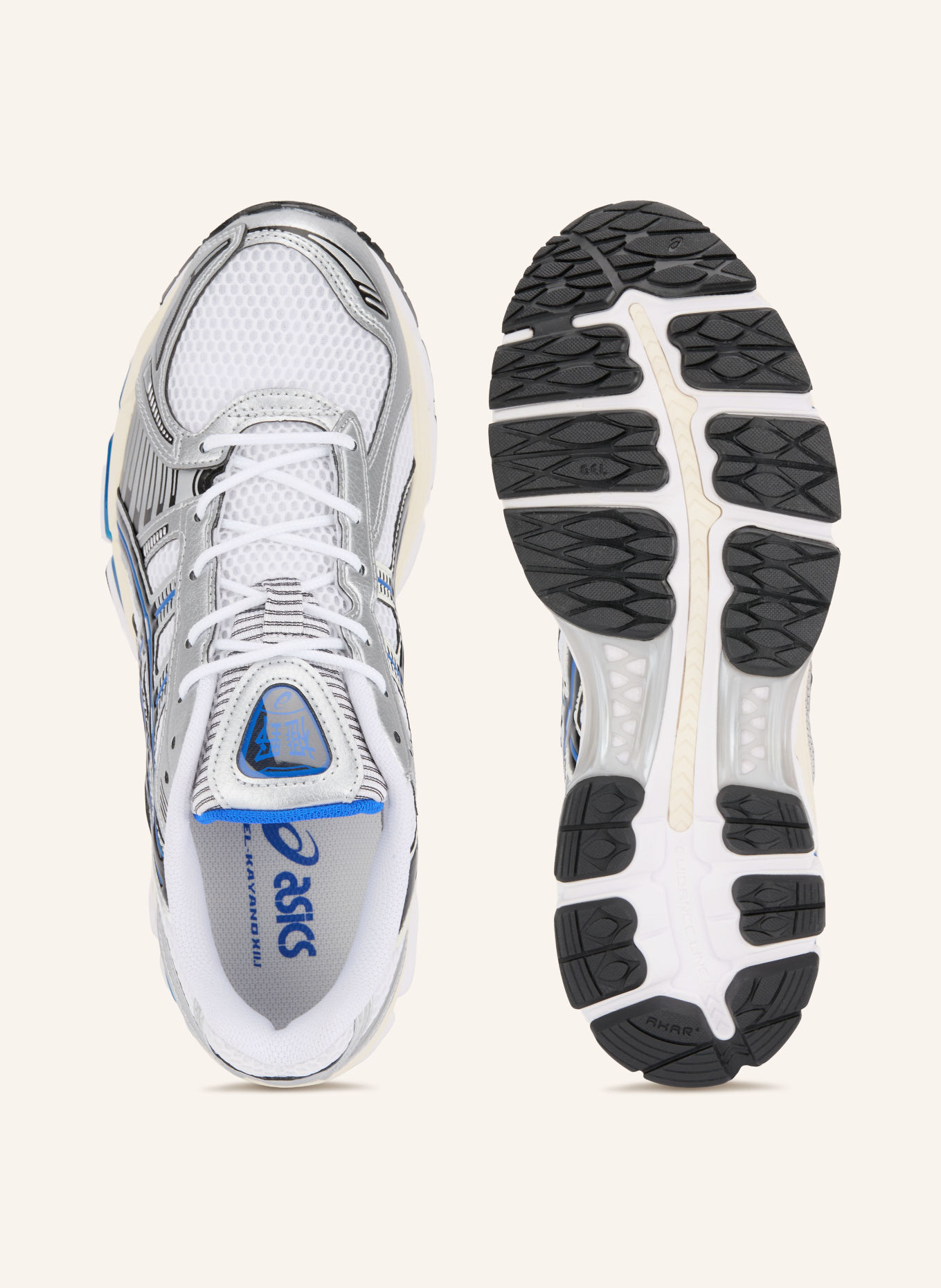 ASICS GEL-KAYANO 12.1 sneaker: WHITE / SILVER / DARK BLUE
