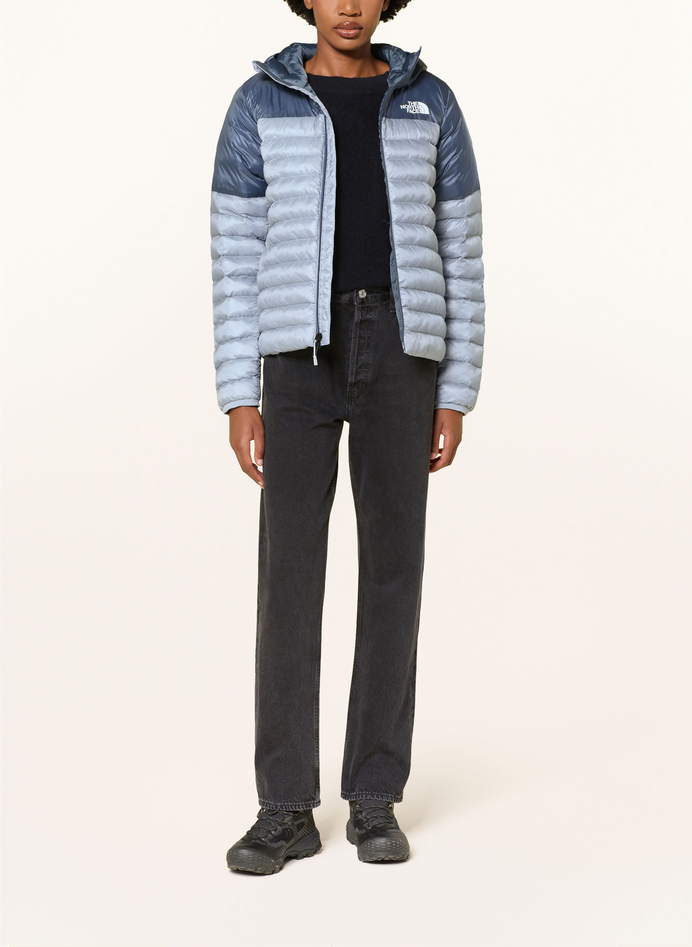 THE NORTH FACE TERRA PEAK Hoodie Quilted Jacket: LIGHT BLUE / BLUE GRAY