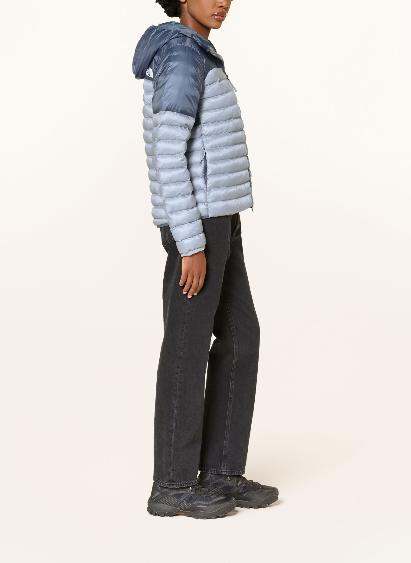 THE NORTH FACE TERRA PEAK Hoodie Quilted Jacket: LIGHT BLUE / BLUE GRAY