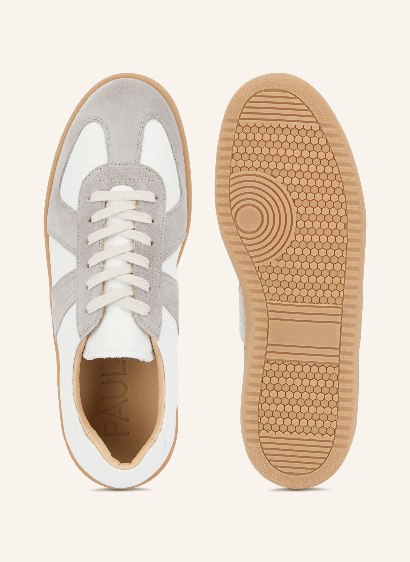 PAUL Sneaker: WIT / LICHTGRIJS