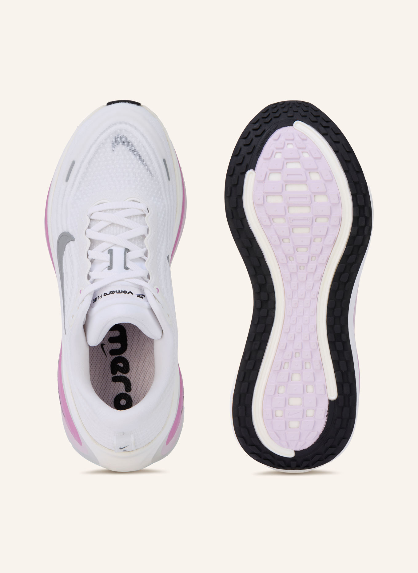 Nike VOMERO PLUS running shoes: WHITE / SILVER / LIGHT PURPLE
