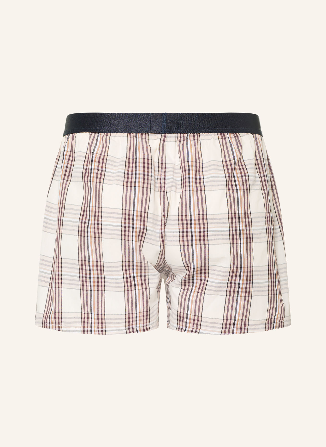 BOSS 2-pack boxershorts met webprint: WIT / LICHTBRUIN / DONKERBLAUW