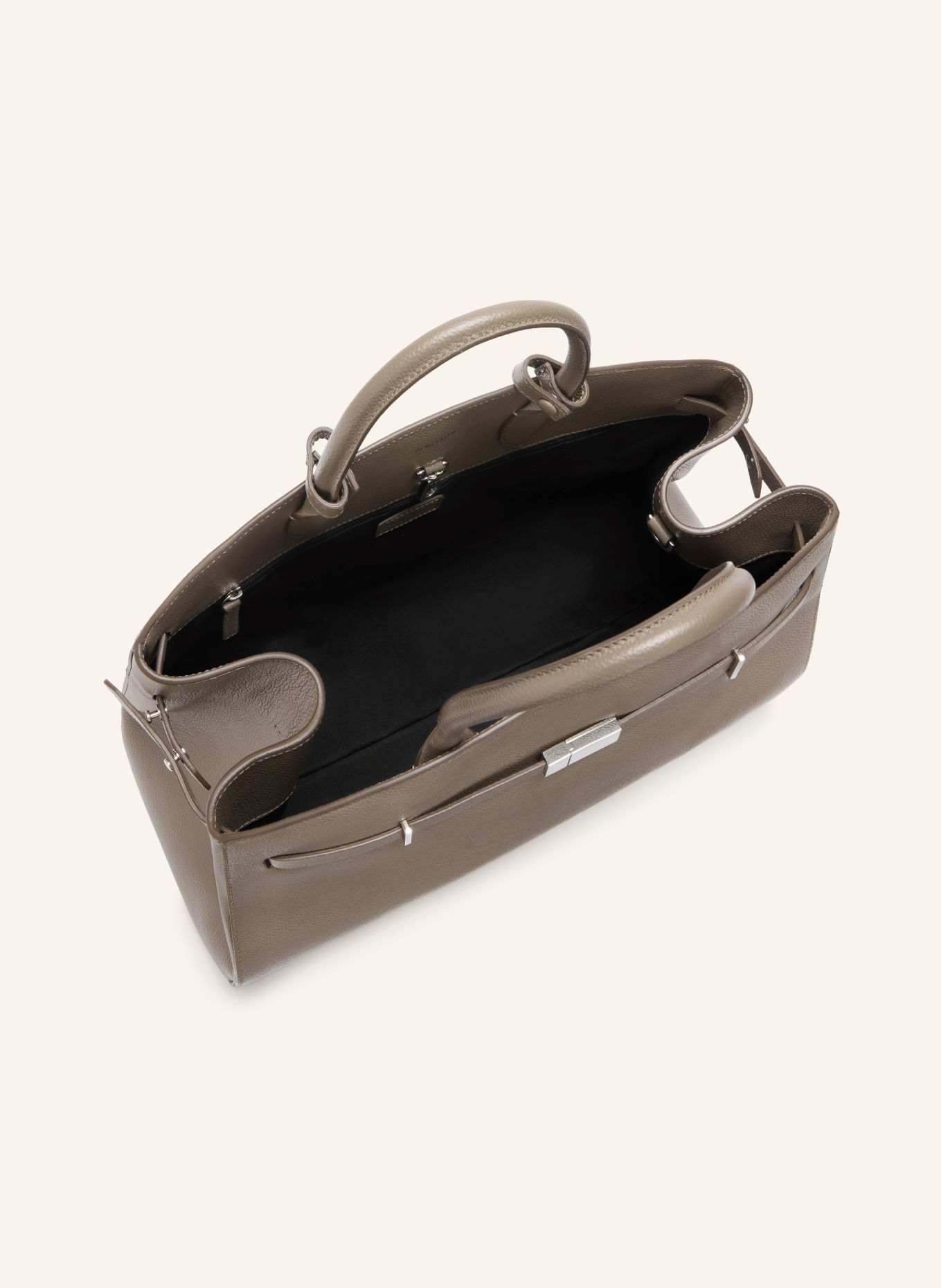 DEMELLIER THE HUDSON handbag: TAUPE / SILVER
