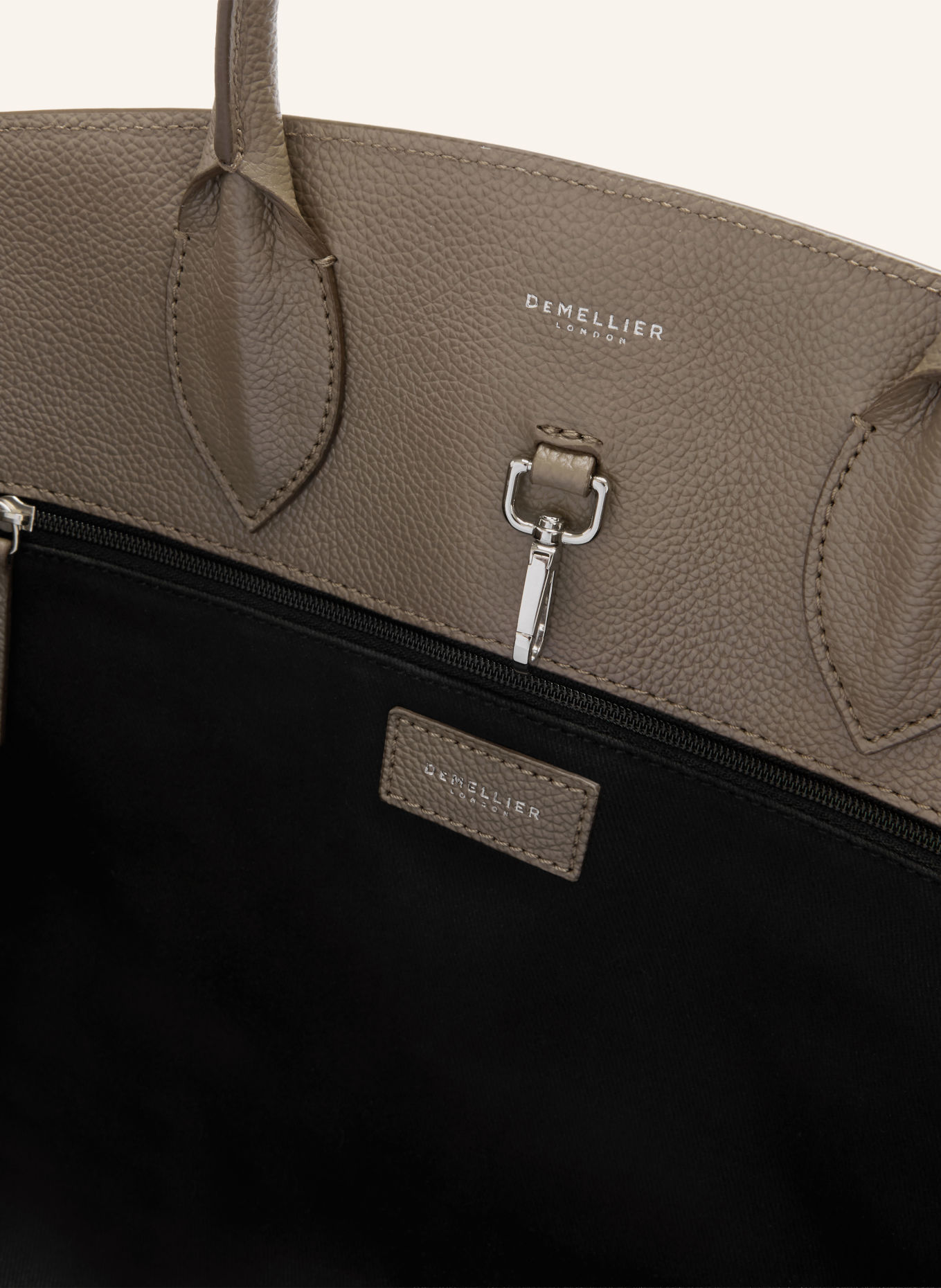 DEMELLIER THE HUDSON handbag: TAUPE / SILVER