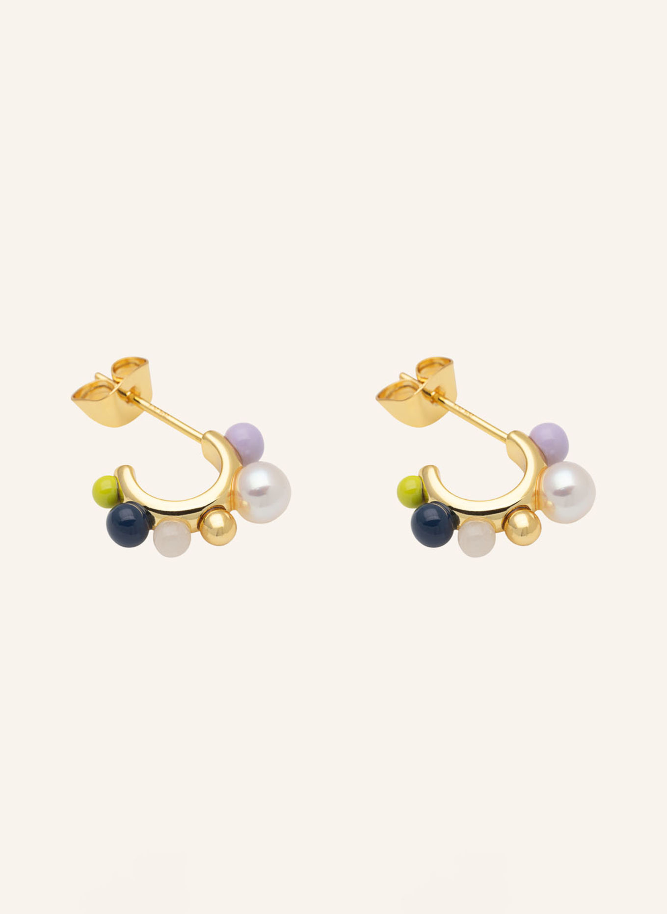 LULU Copenhagen Creole SPACE HOOPS: GOLD / LIGHT PURPLE / LIGHT GREEN