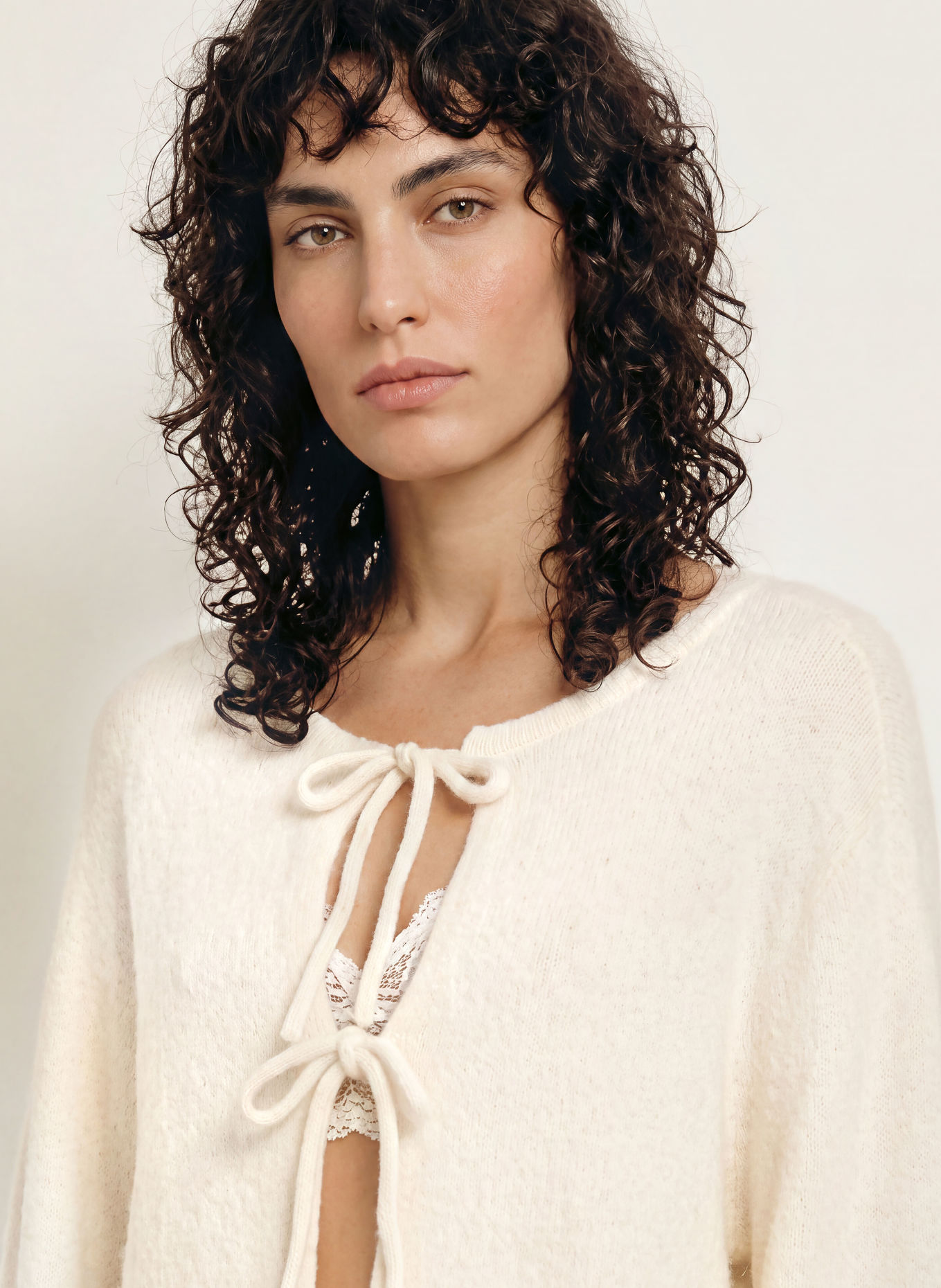 black palms ZUSIE cardigan with alpaca: ECRU