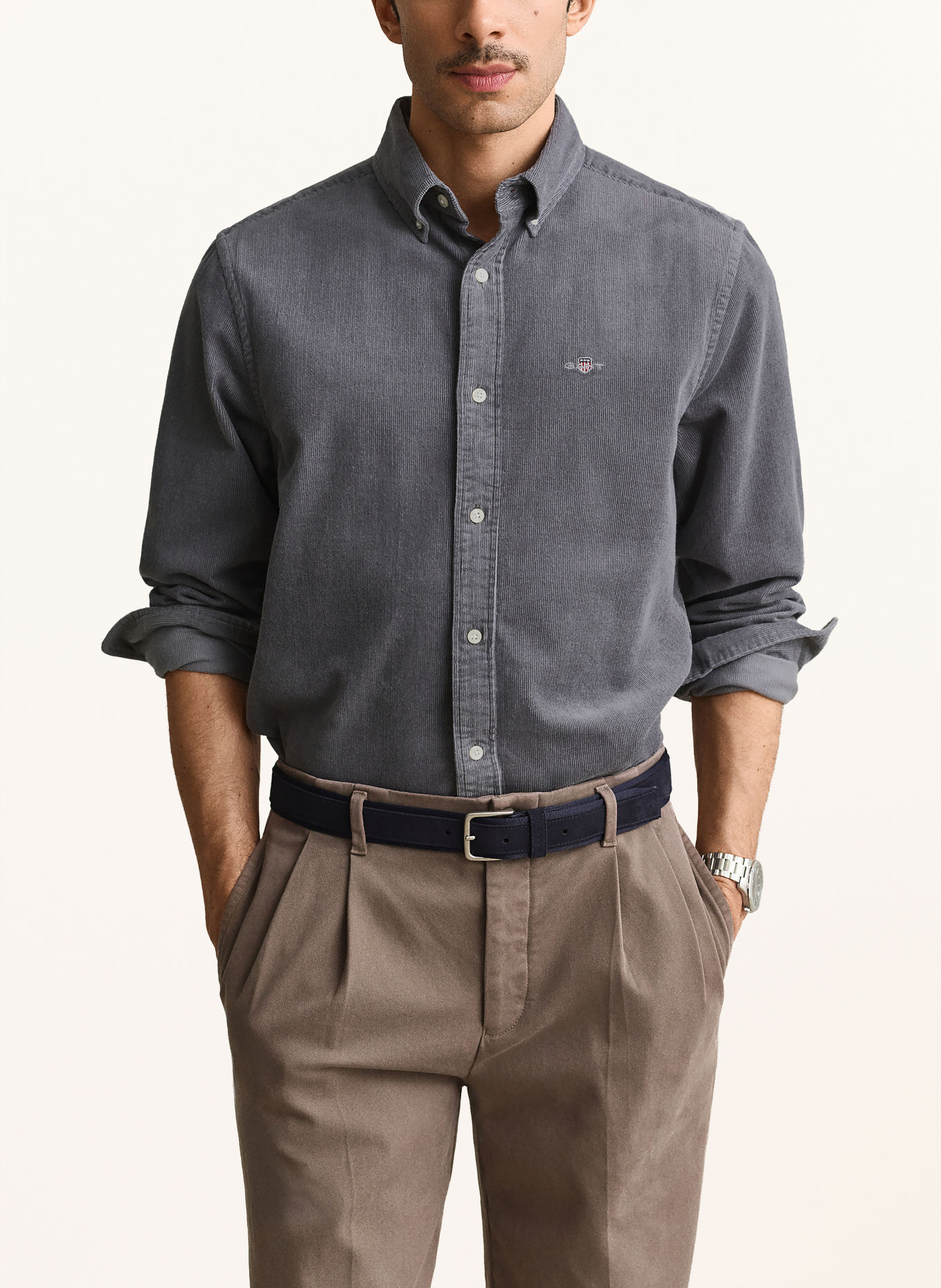 GANT Cord shirt regular fit: GRAY