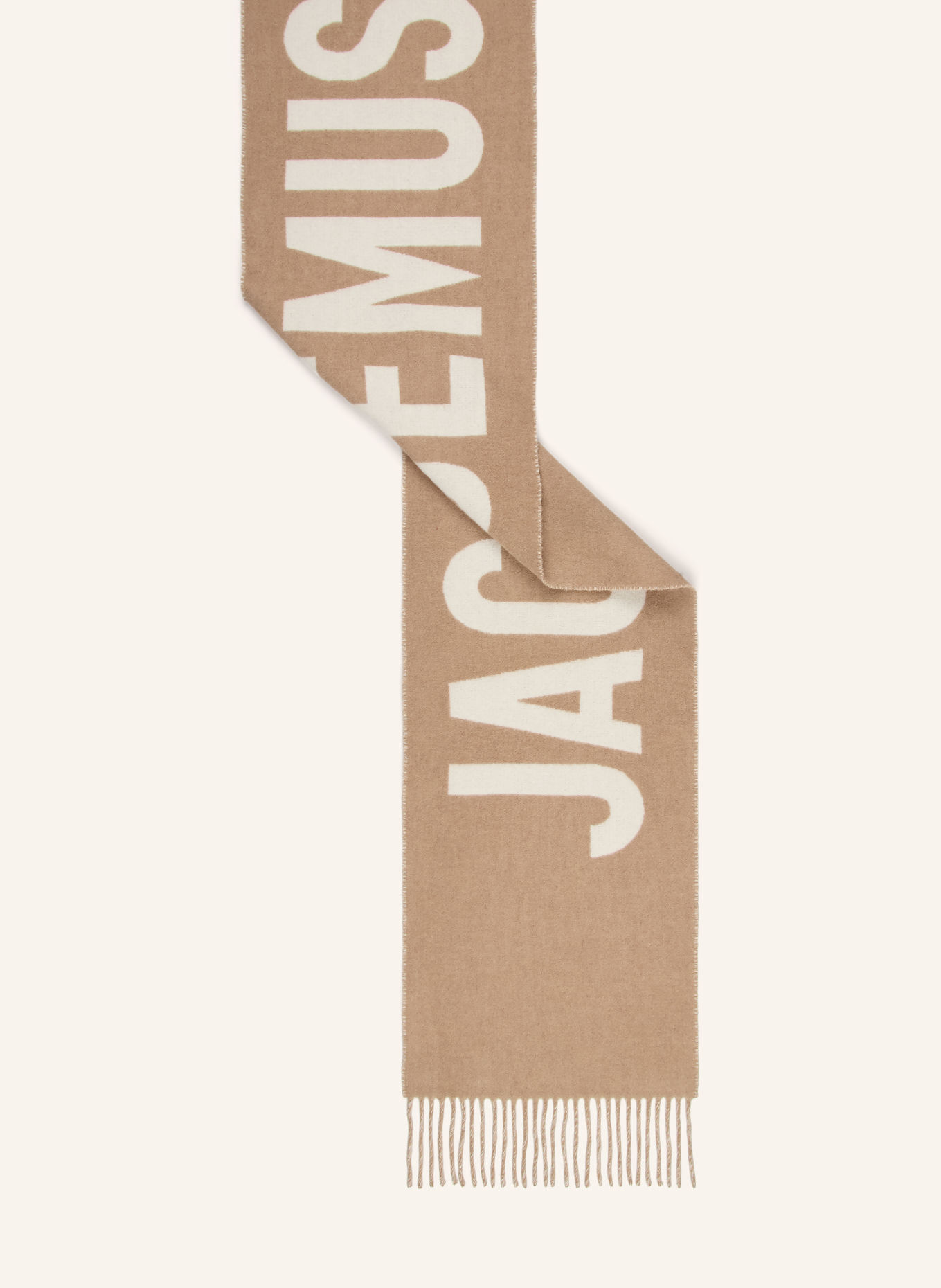 JACQUEMUS L'ECHARPE JACQUEMUS Scarf: TAUPE / CREAM