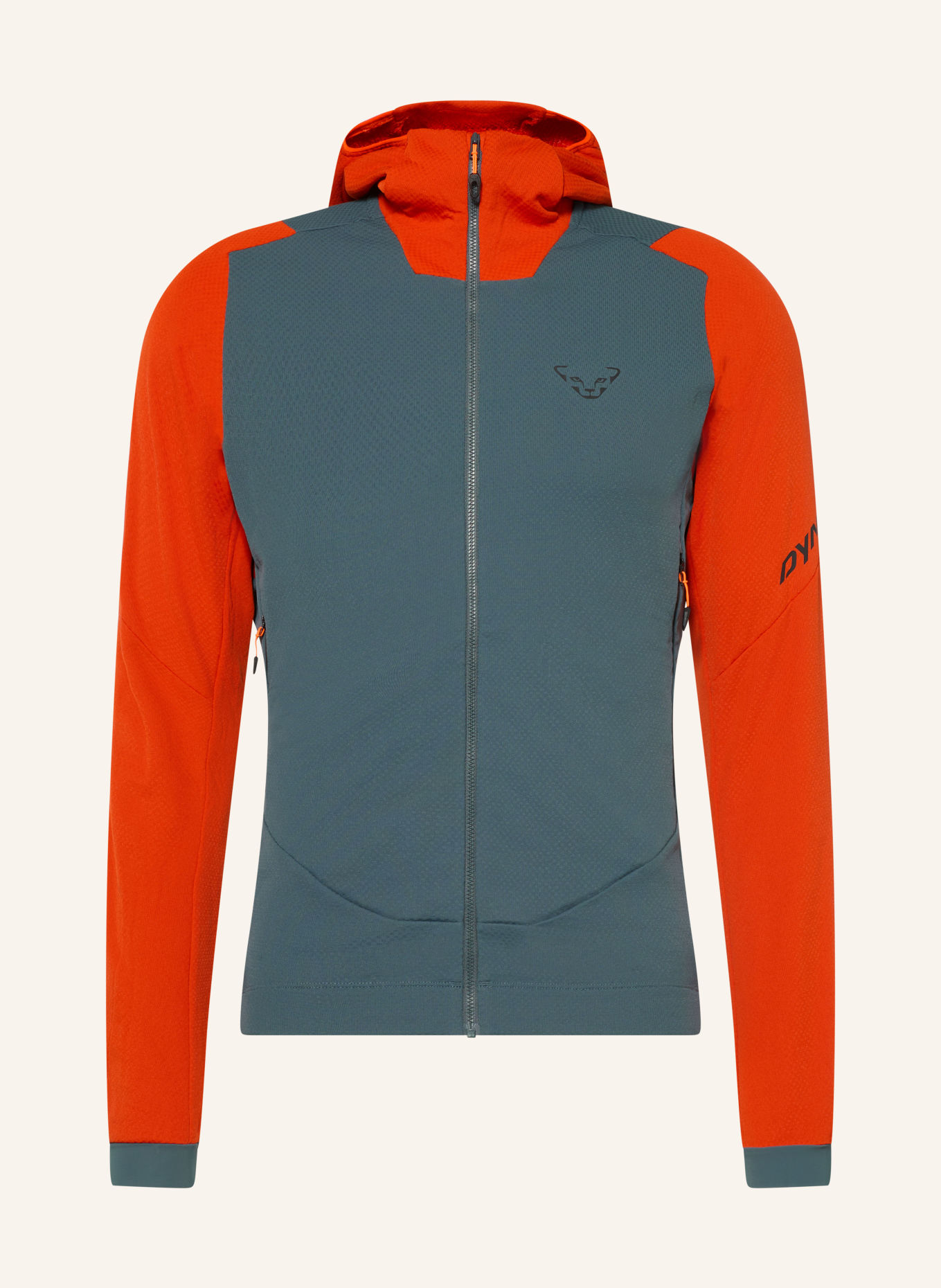 DYNAFIT BLACKLIGHT THERM HOODED mid-layer jacket: DARK ORANGE / DARK GRAY / NEON ORANGE