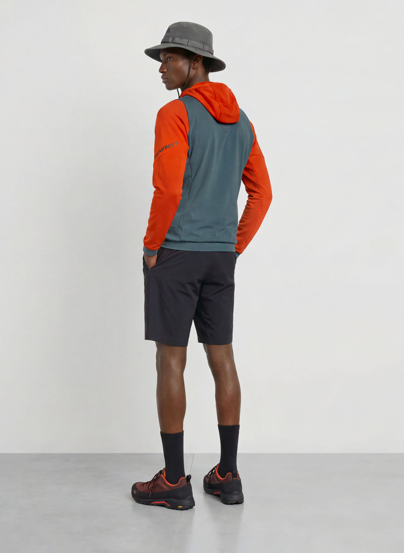 DYNAFIT BLACKLIGHT THERM HOODED mid-layer jacket: DARK ORANGE / DARK GRAY / NEON ORANGE