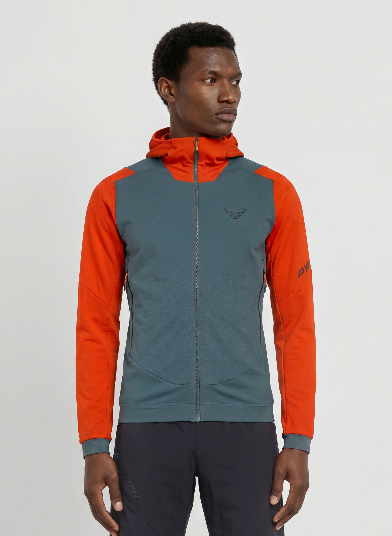 DYNAFIT BLACKLIGHT THERM HOODED mid-layer jacket: DARK ORANGE / DARK GRAY / NEON ORANGE