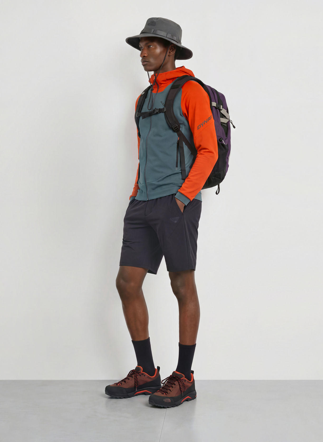 DYNAFIT BLACKLIGHT THERM HOODED mid-layer jacket: DARK ORANGE / DARK GRAY / NEON ORANGE