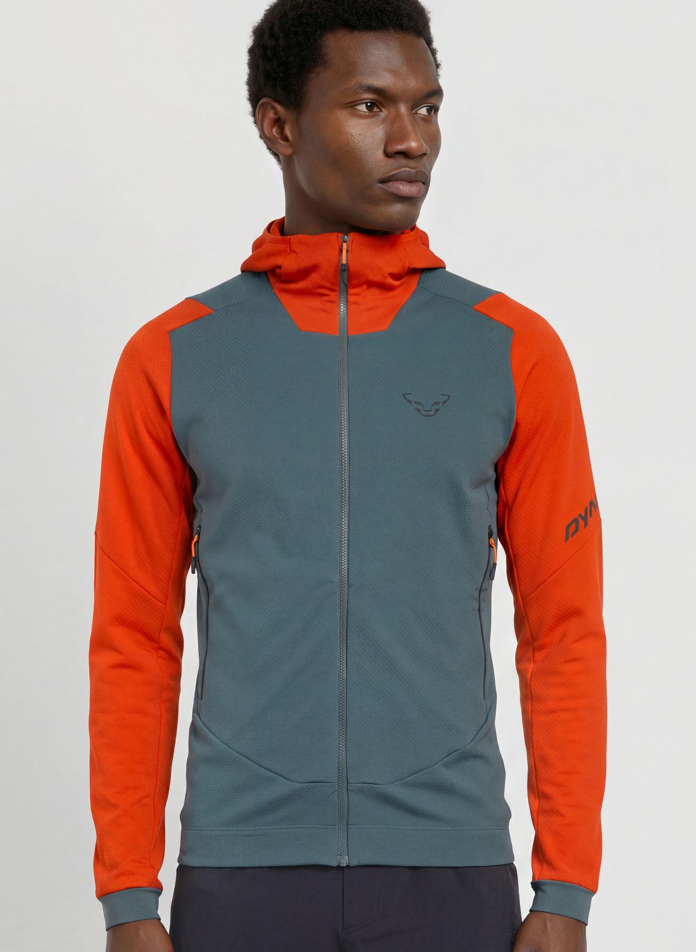 DYNAFIT BLACKLIGHT THERM HOODED mid-layer jacket: DARK ORANGE / DARK GRAY / NEON ORANGE