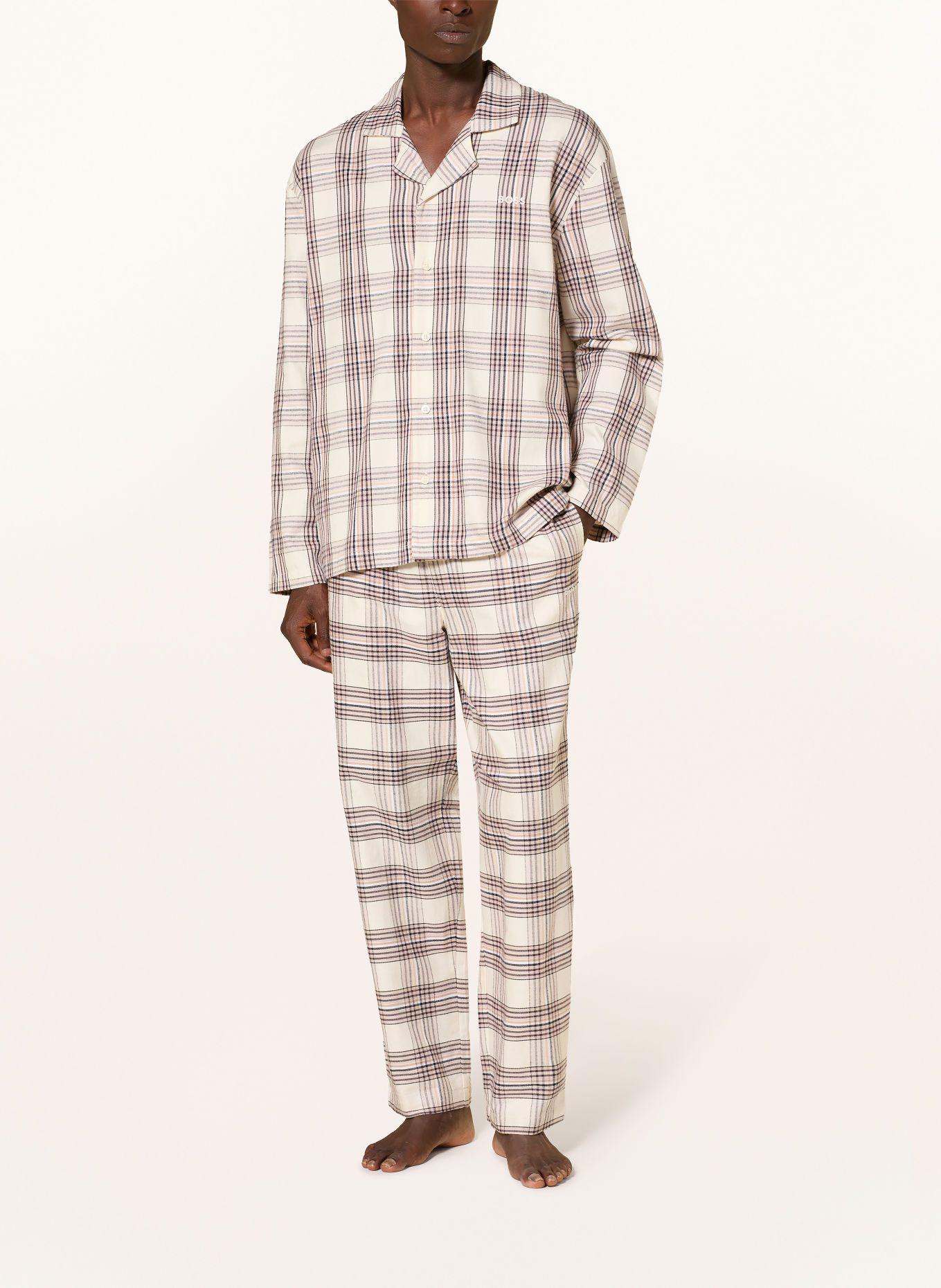 BOSS Pijama HOLIDAY: ECRU / MARO DESCHIS / NEGRU