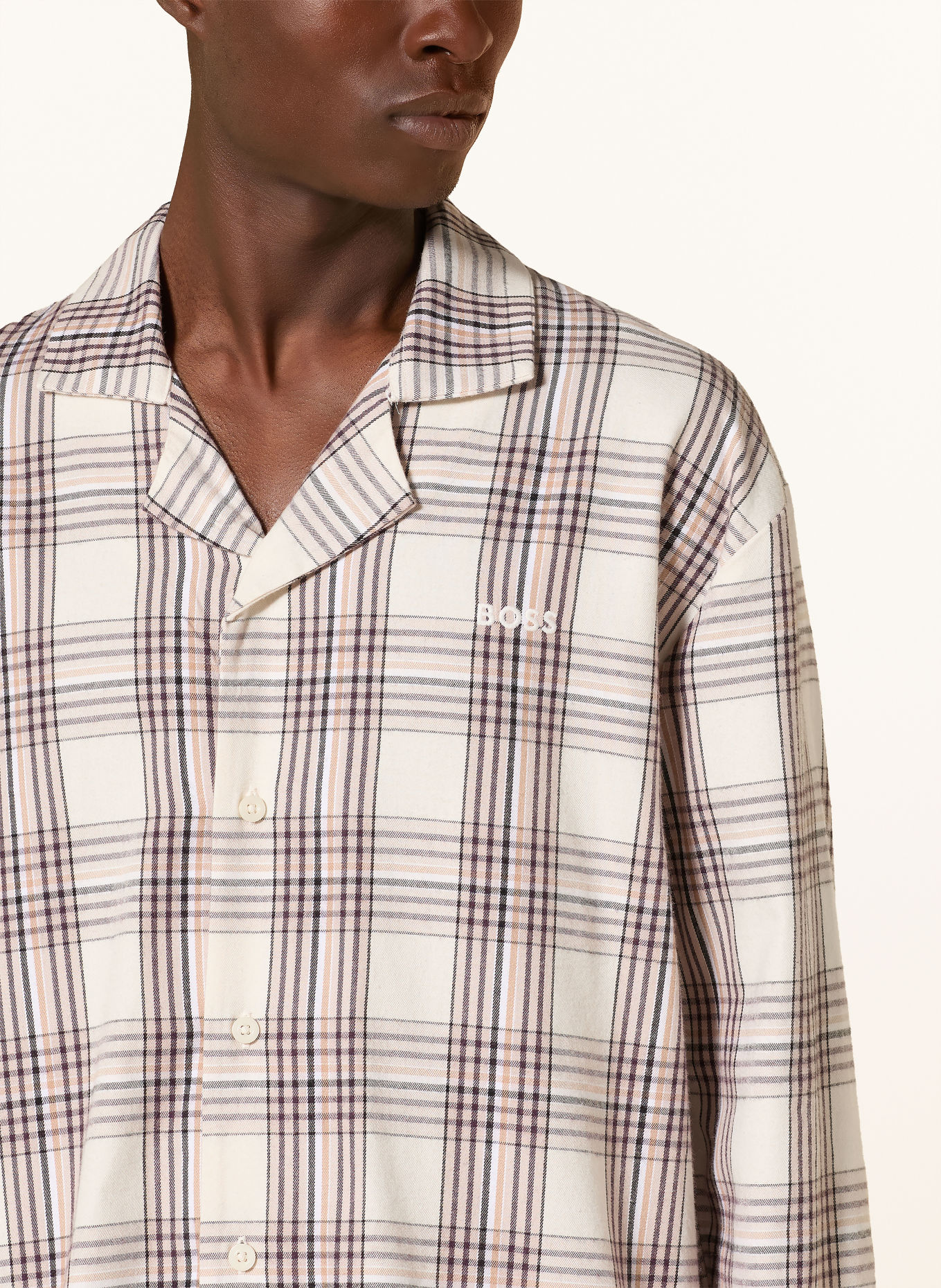 BOSS Pijama HOLIDAY: ECRU / MARO DESCHIS / NEGRU