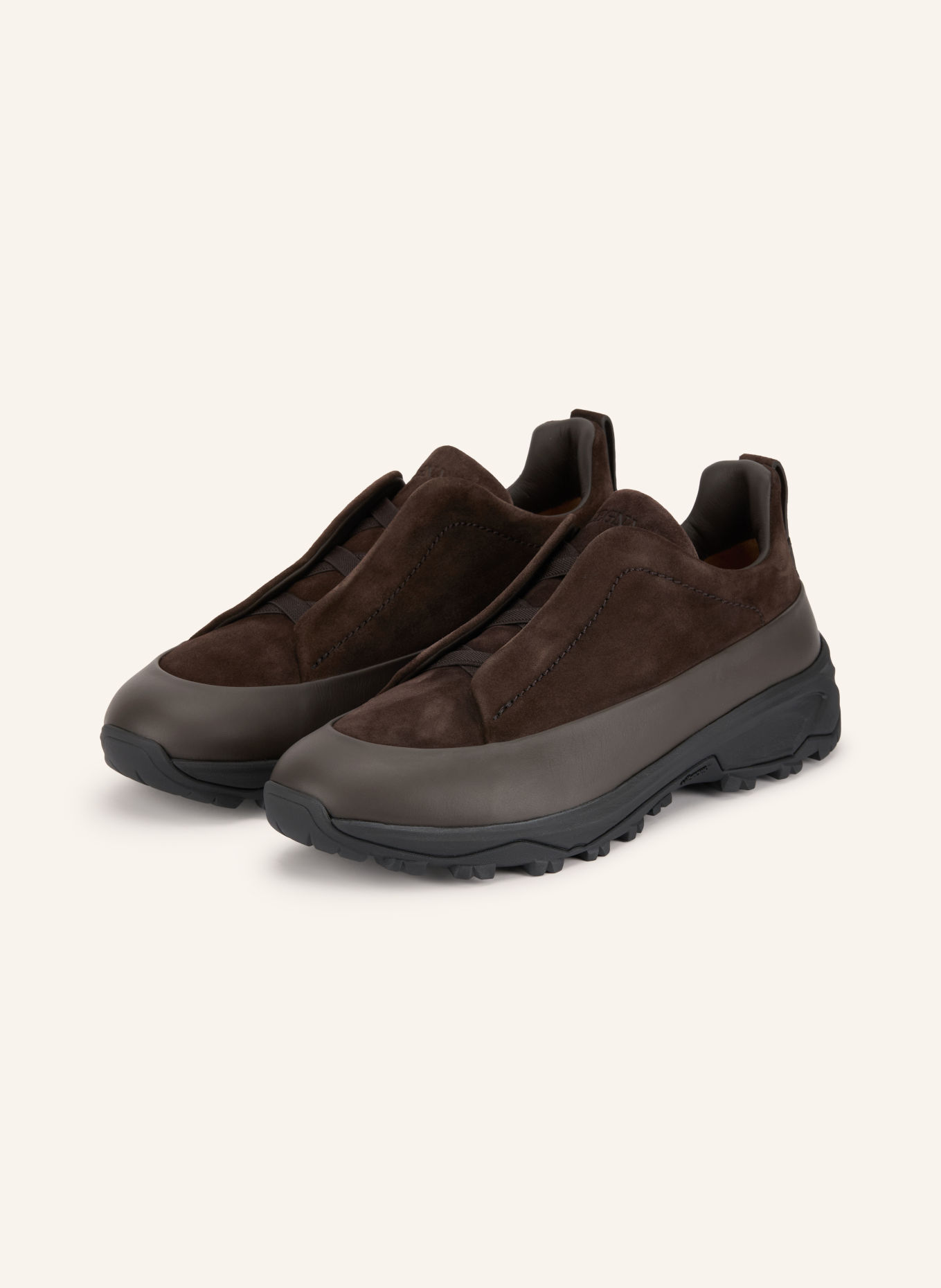 ZEGNA TRIPLE STITCH MONTE sneaker: DARK BROWN