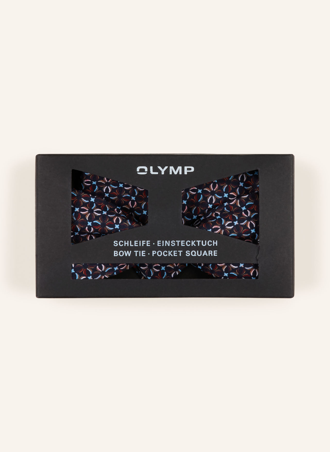 OLYMP Set: Fliege und Einstecktuch: DUNKELBLAU / HELLROSA / DUNKELROT