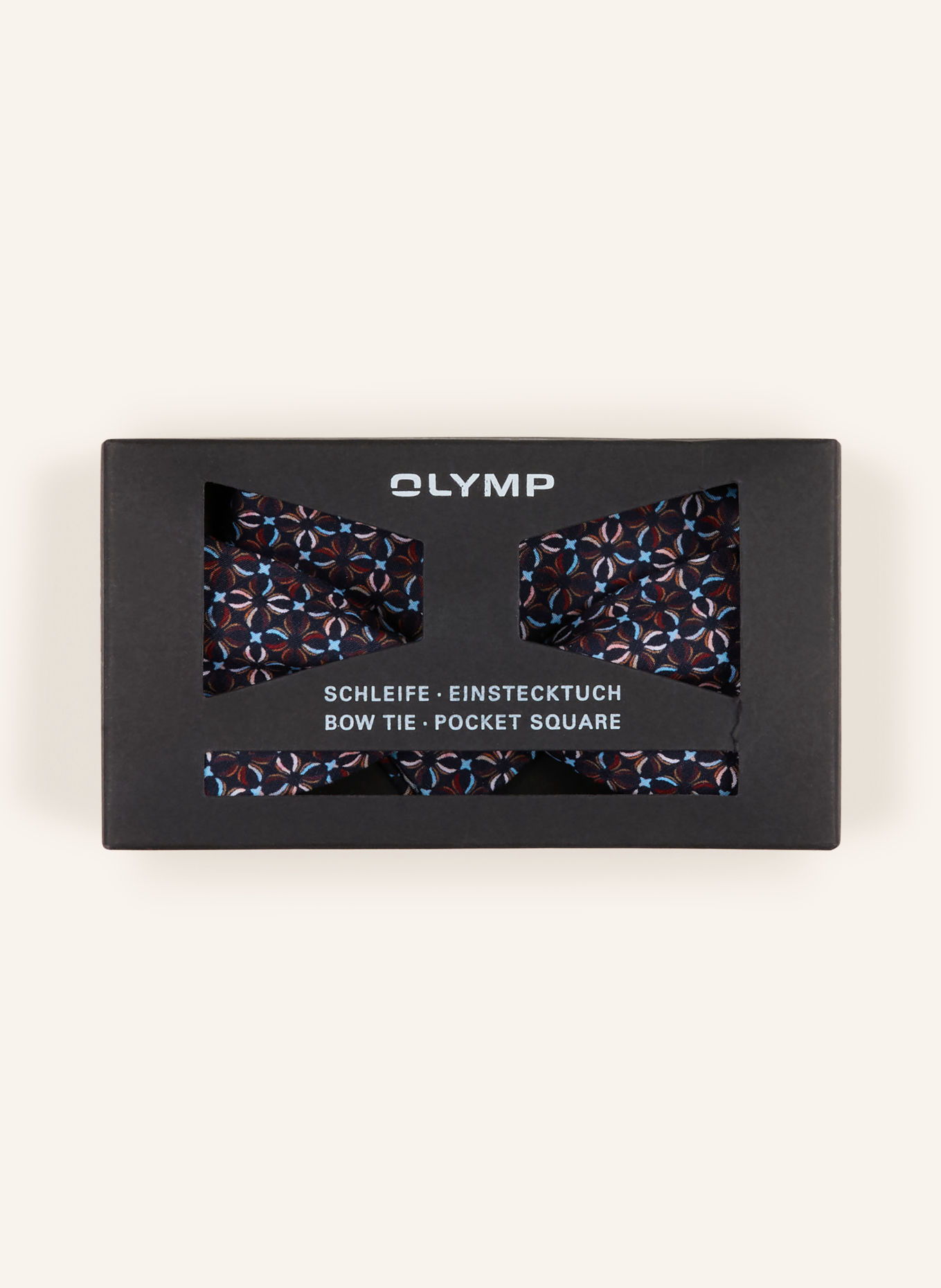 OLYMP Set: Fliege und Einstecktuch: DUNKELBLAU / HELLROSA / DUNKELROT