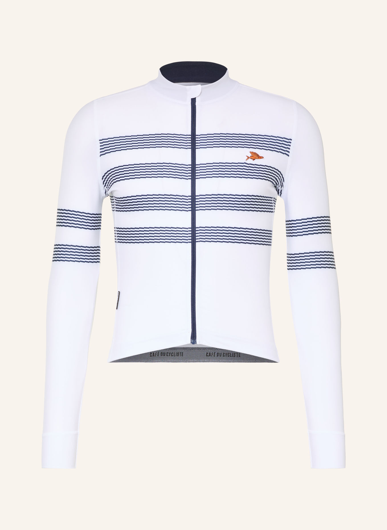 CAFÉ DU CYCLISTE Fietsshirt CHARLIE: WIT / DONKERBLAUW