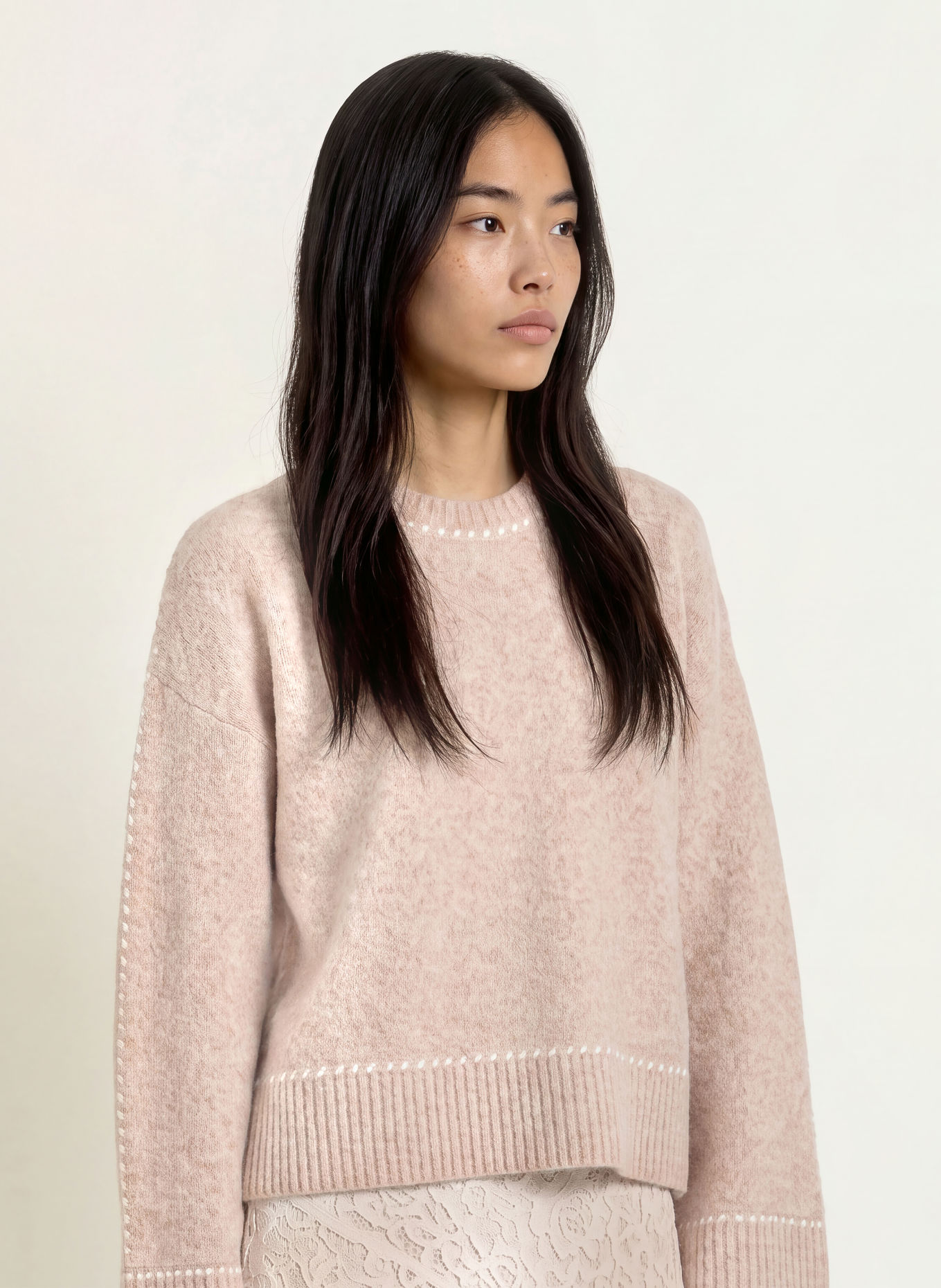 NEO NOIR Sweater ROEME: BEIGE / WHITE