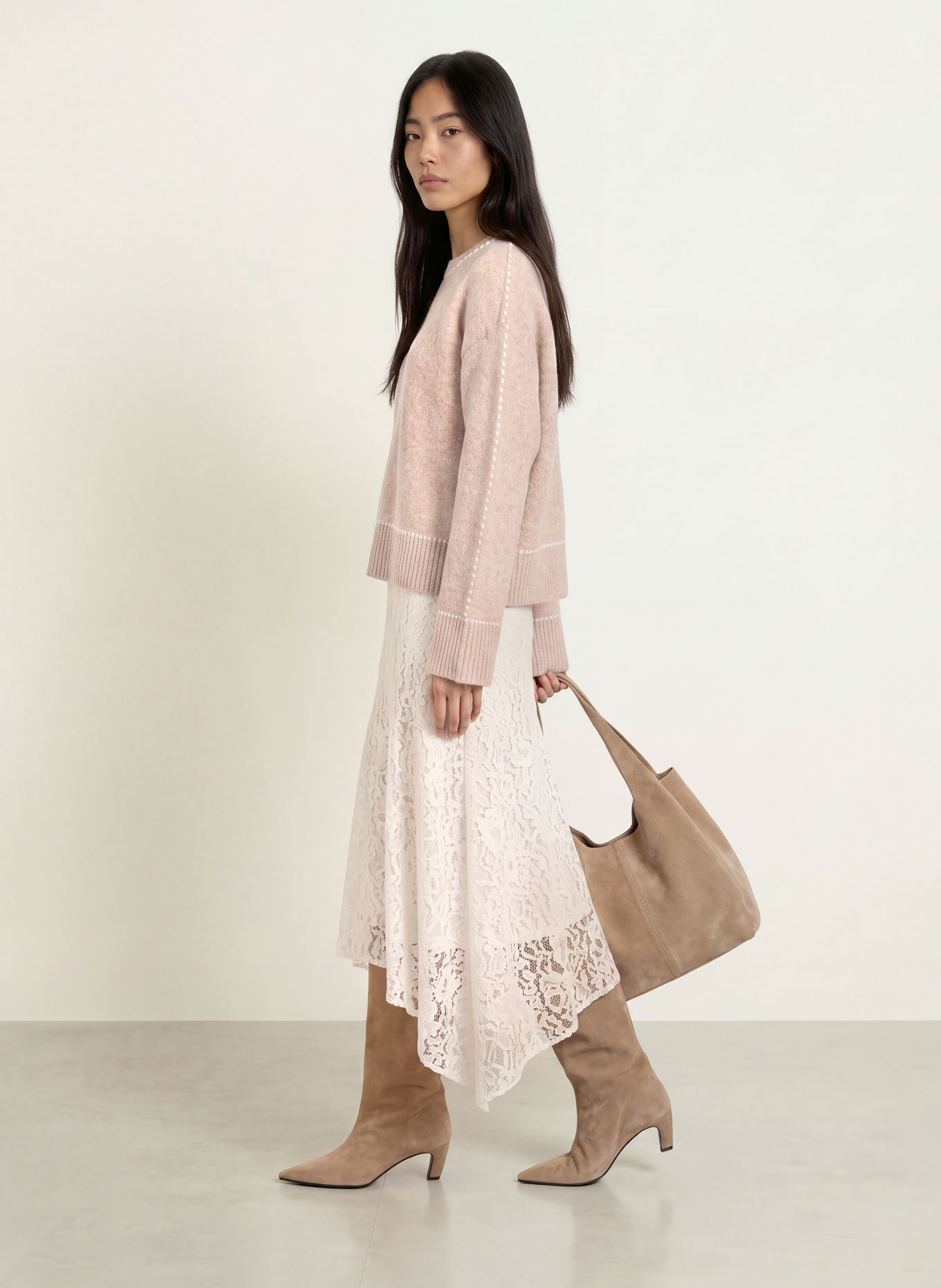 NEO NOIR Sweater ROEME: BEIGE / WHITE