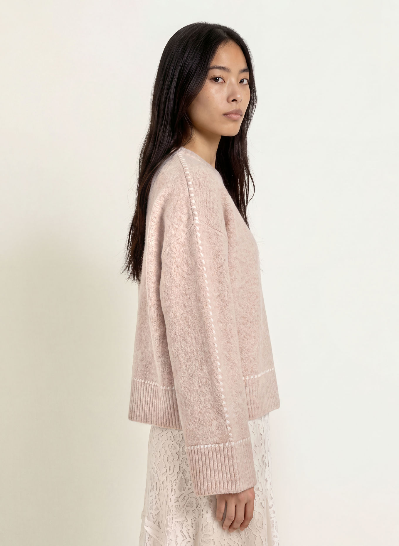 NEO NOIR Sweater ROEME: BEIGE / WHITE