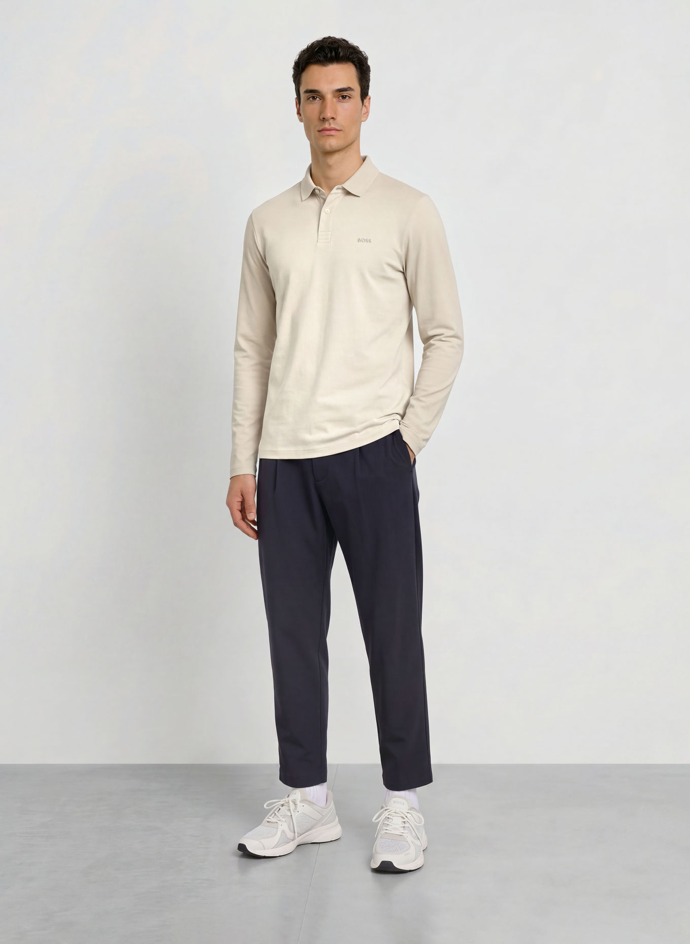 BOSS Jersey-polotröja PIROL Regular Fit: GRÄDDE