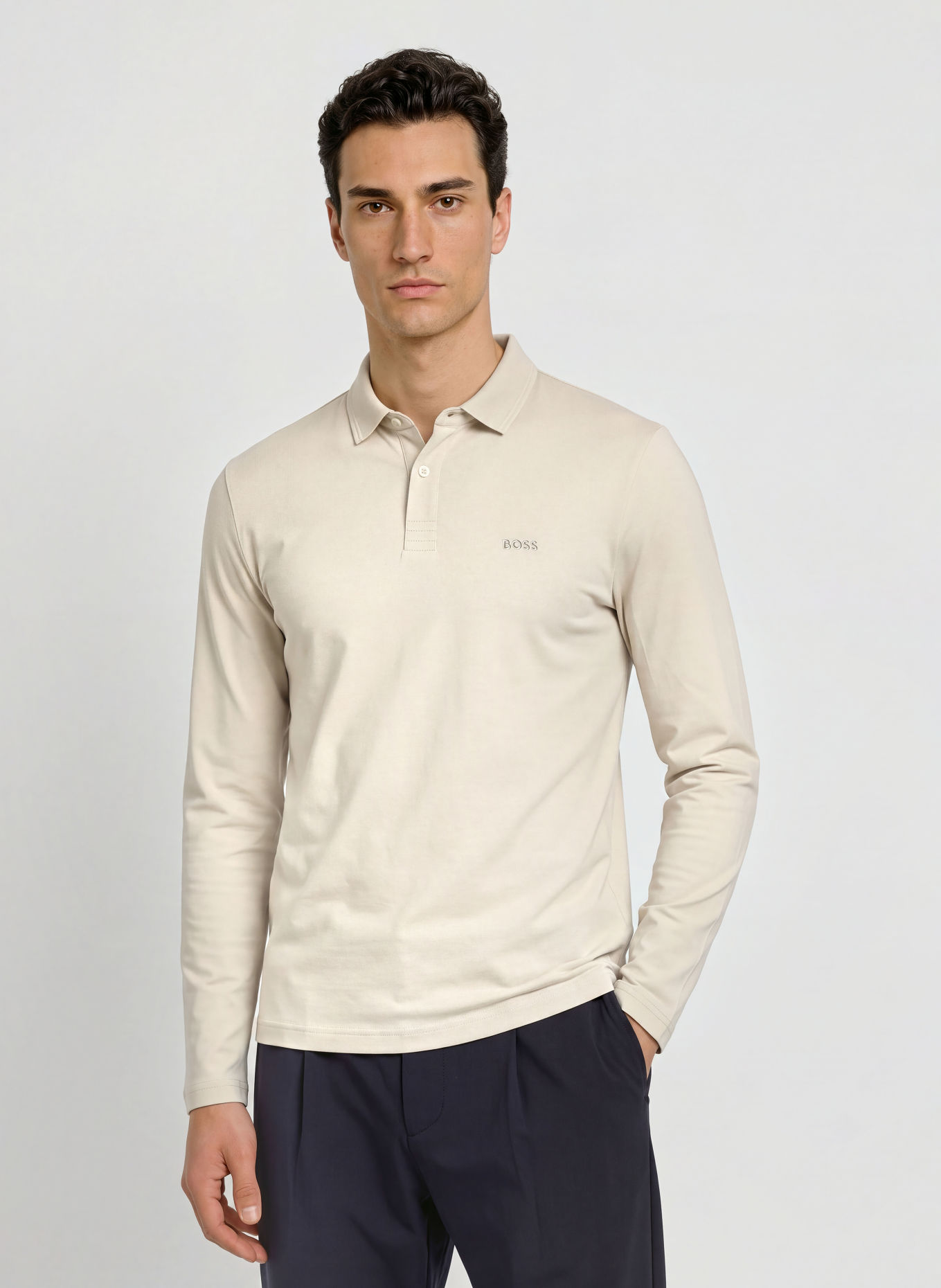 BOSS Jersey-polotröja PIROL Regular Fit: GRÄDDE