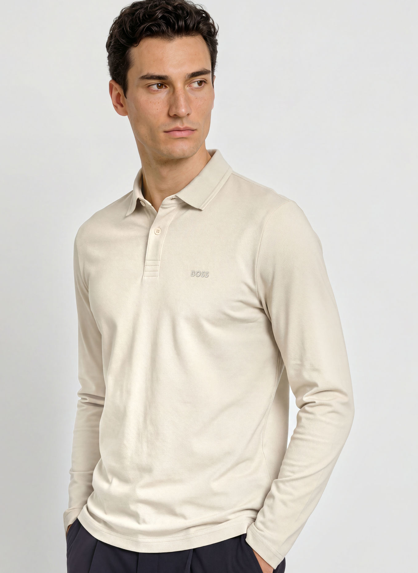 BOSS Jersey-polotröja PIROL Regular Fit: GRÄDDE