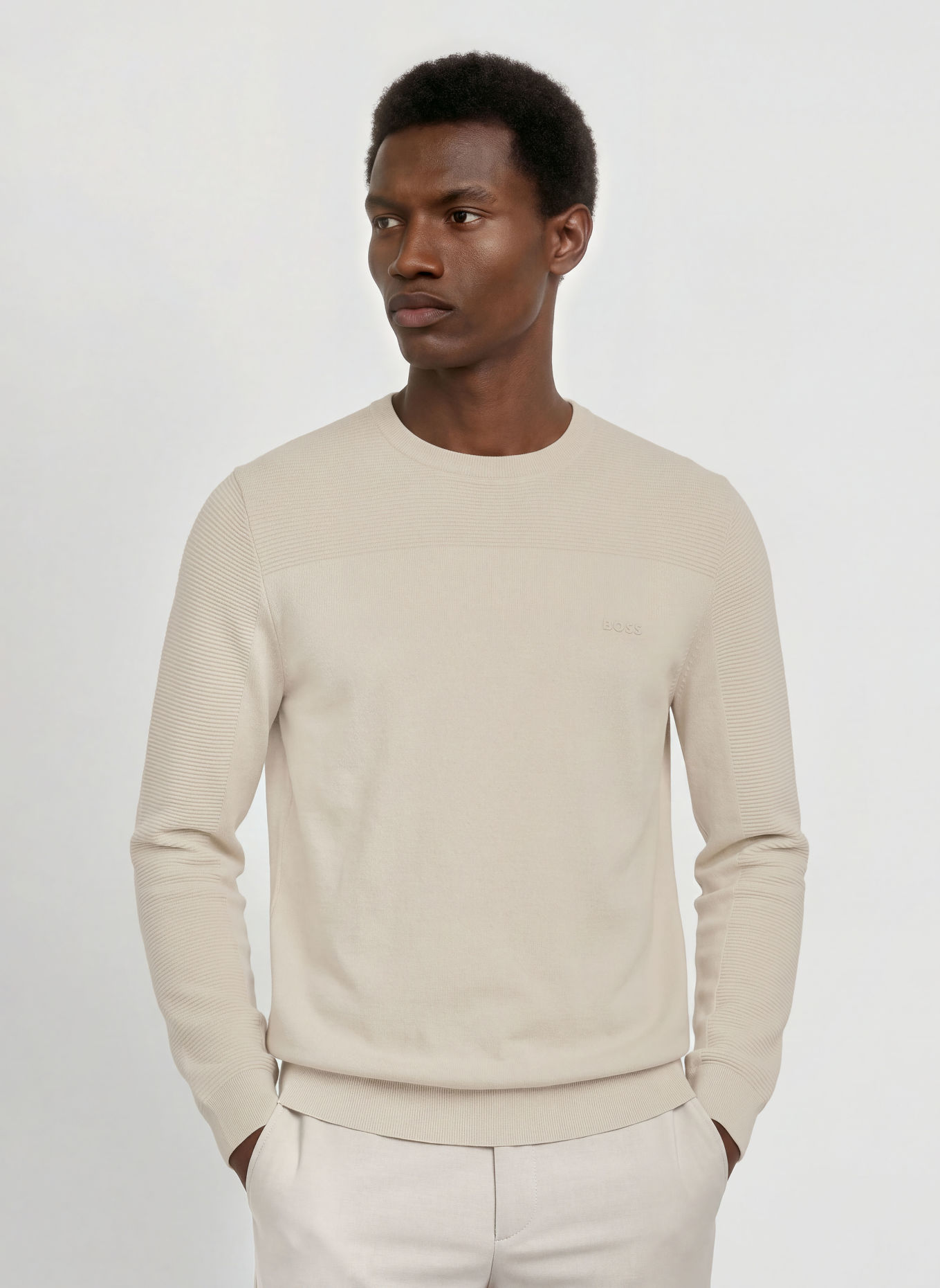 BOSS Tröja MOMENTUM-X: BEIGE