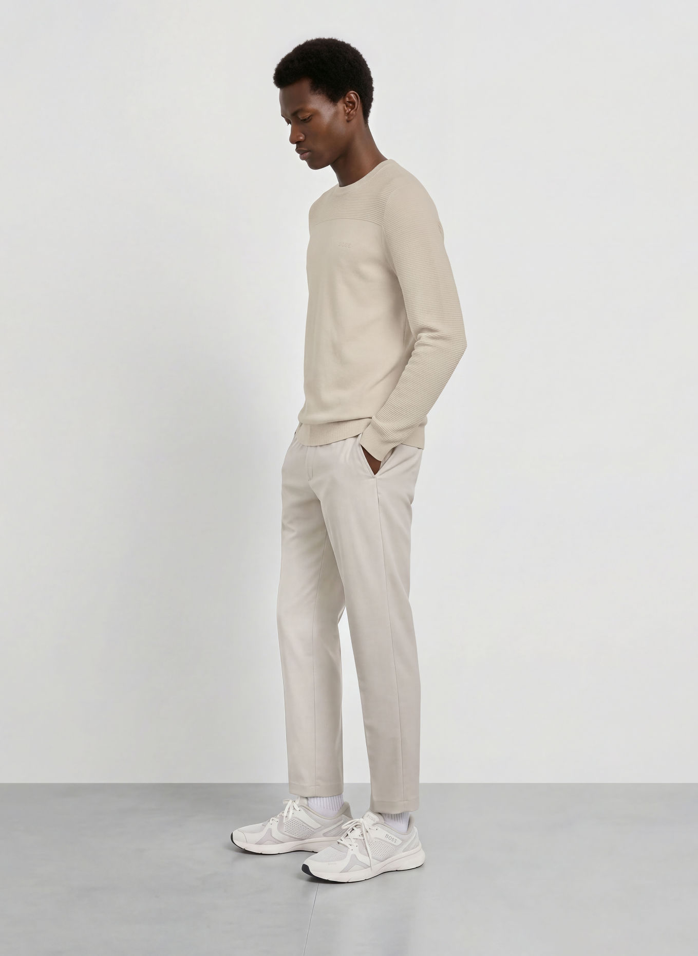 BOSS Tröja MOMENTUM-X: BEIGE