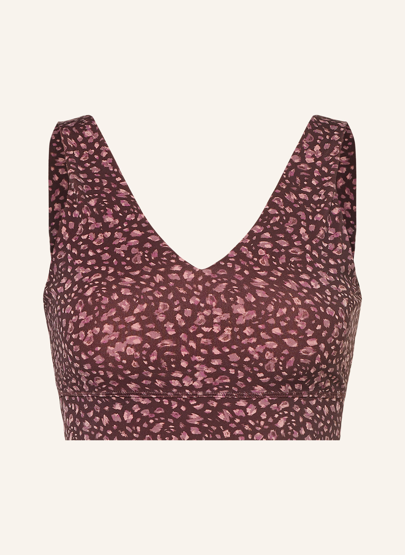 Sweaty Betty ULTIMATE STUDIO VOOP sports bra: DARK BROWN / DUSKY PINK