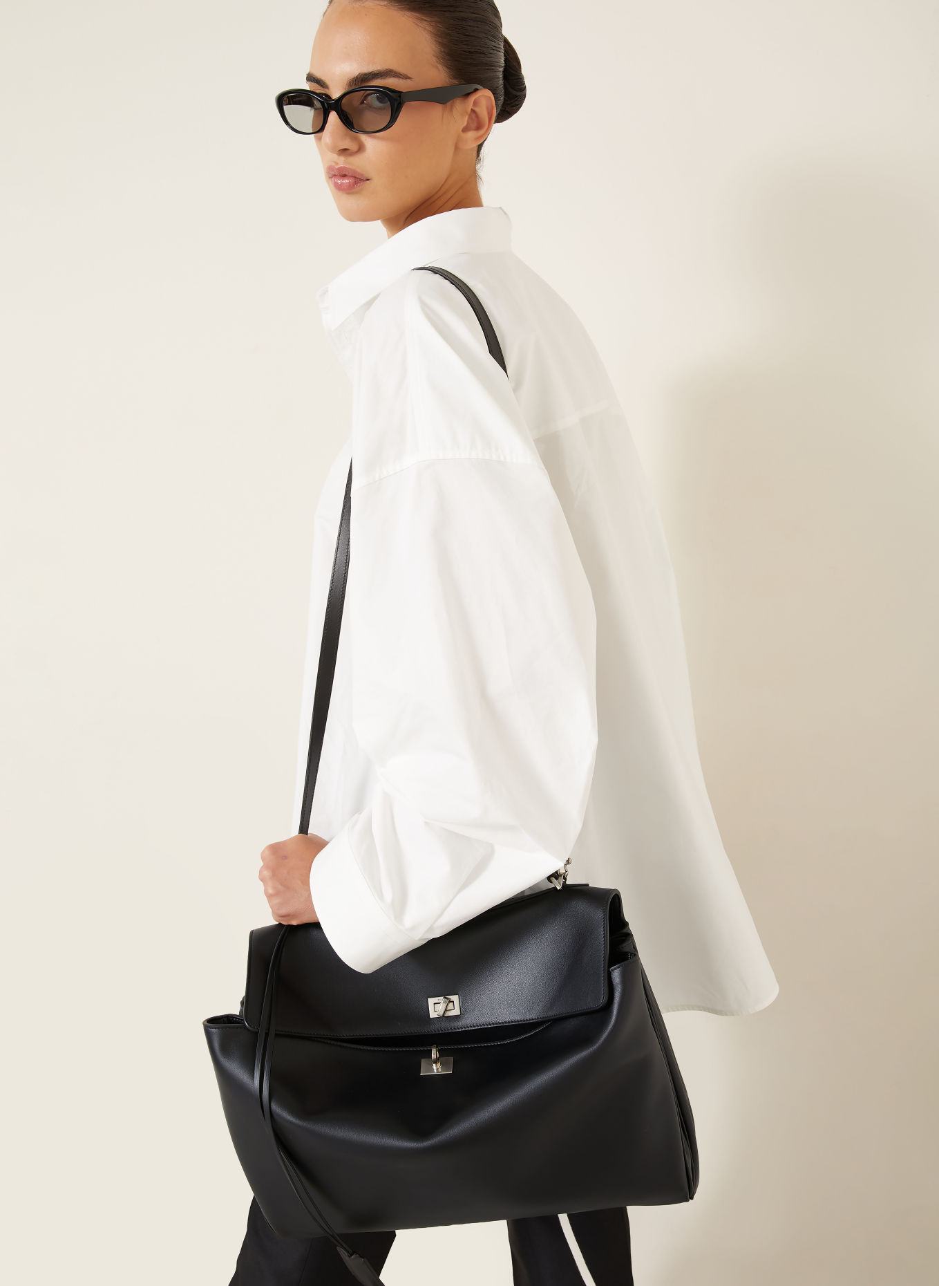 BALENCIAGA Sac épaule RODEO LARGE: NOIR / ARGENT