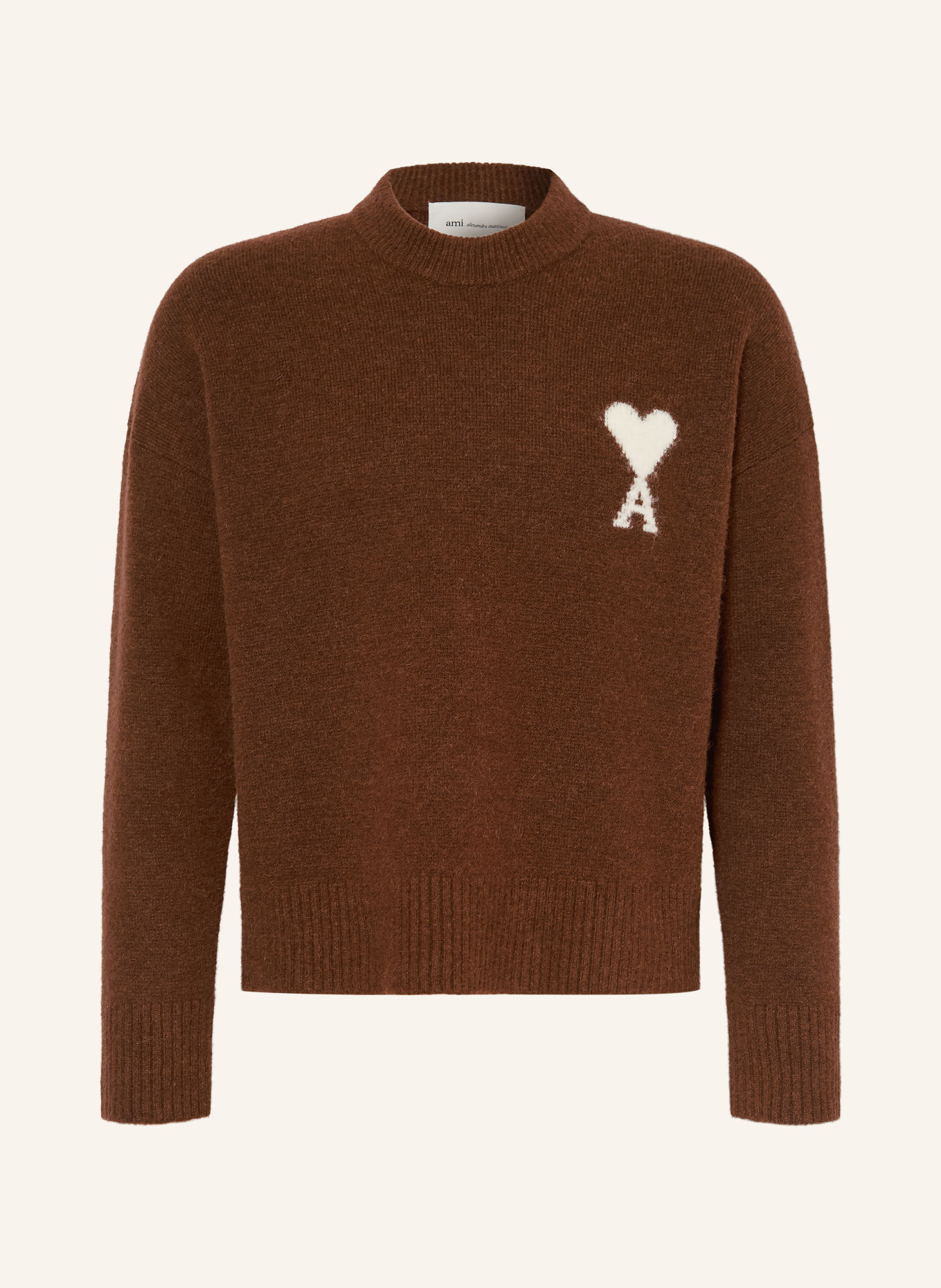AMI PARIS Trui met alpaca: MARRON FONCÉ / CRÈME