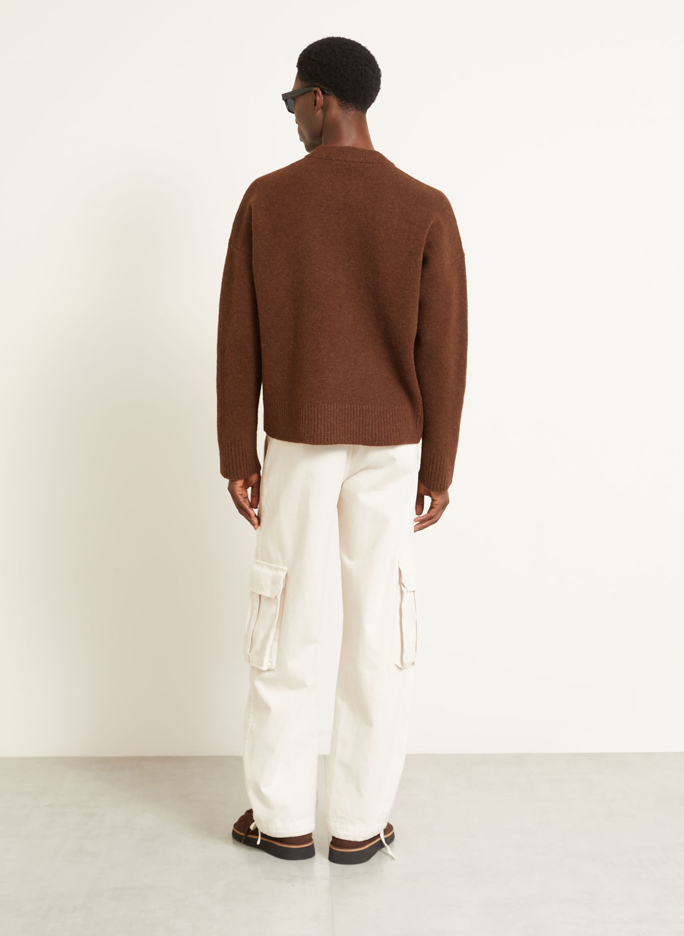 AMI PARIS Trui met alpaca: MARRON FONCÉ / CRÈME