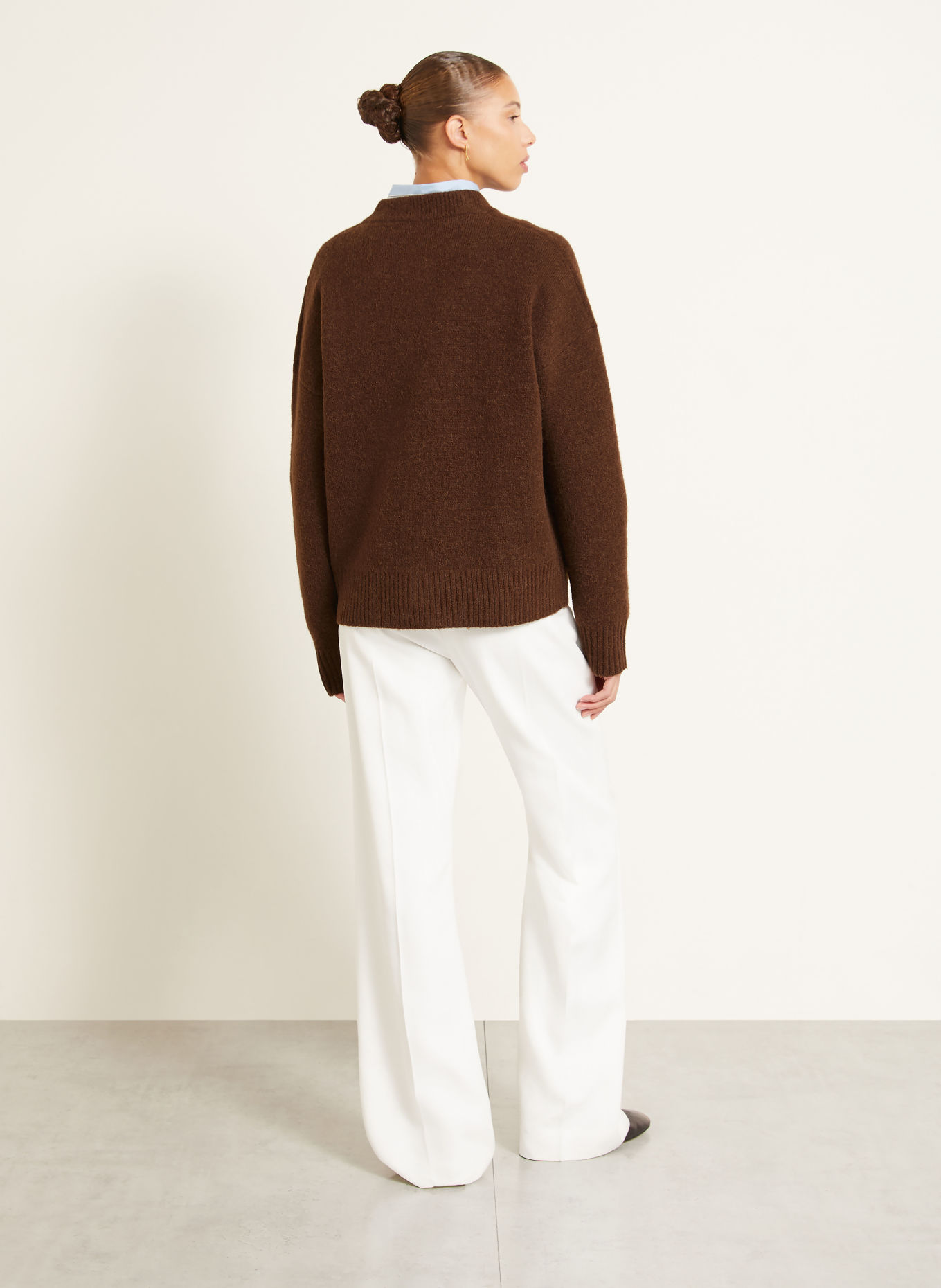 AMI PARIS Strickjacke mit Alpaka: DUNKELBRAUN / CREME