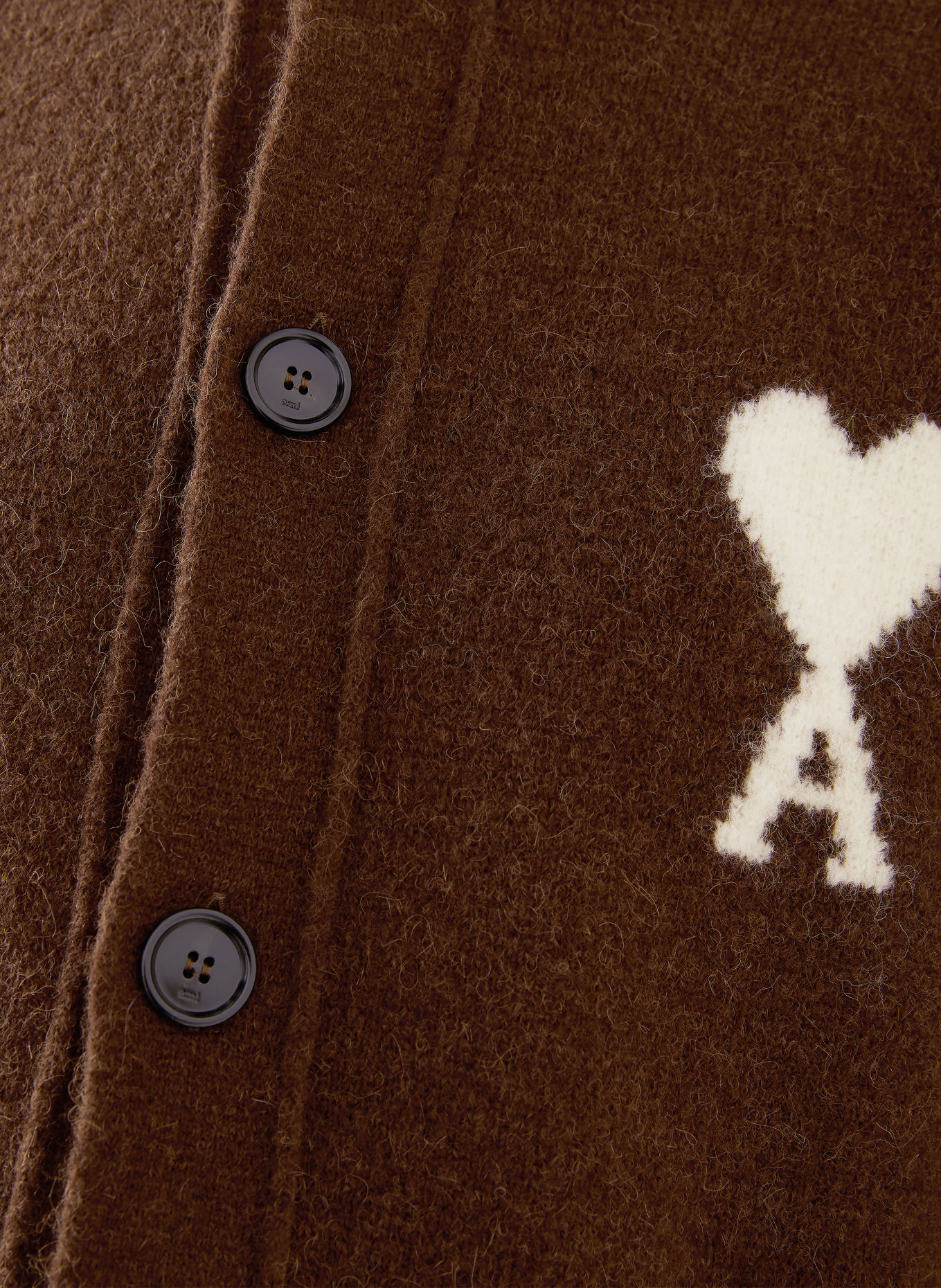 AMI PARIS Strickjacke mit Alpaka: DUNKELBRAUN / CREME