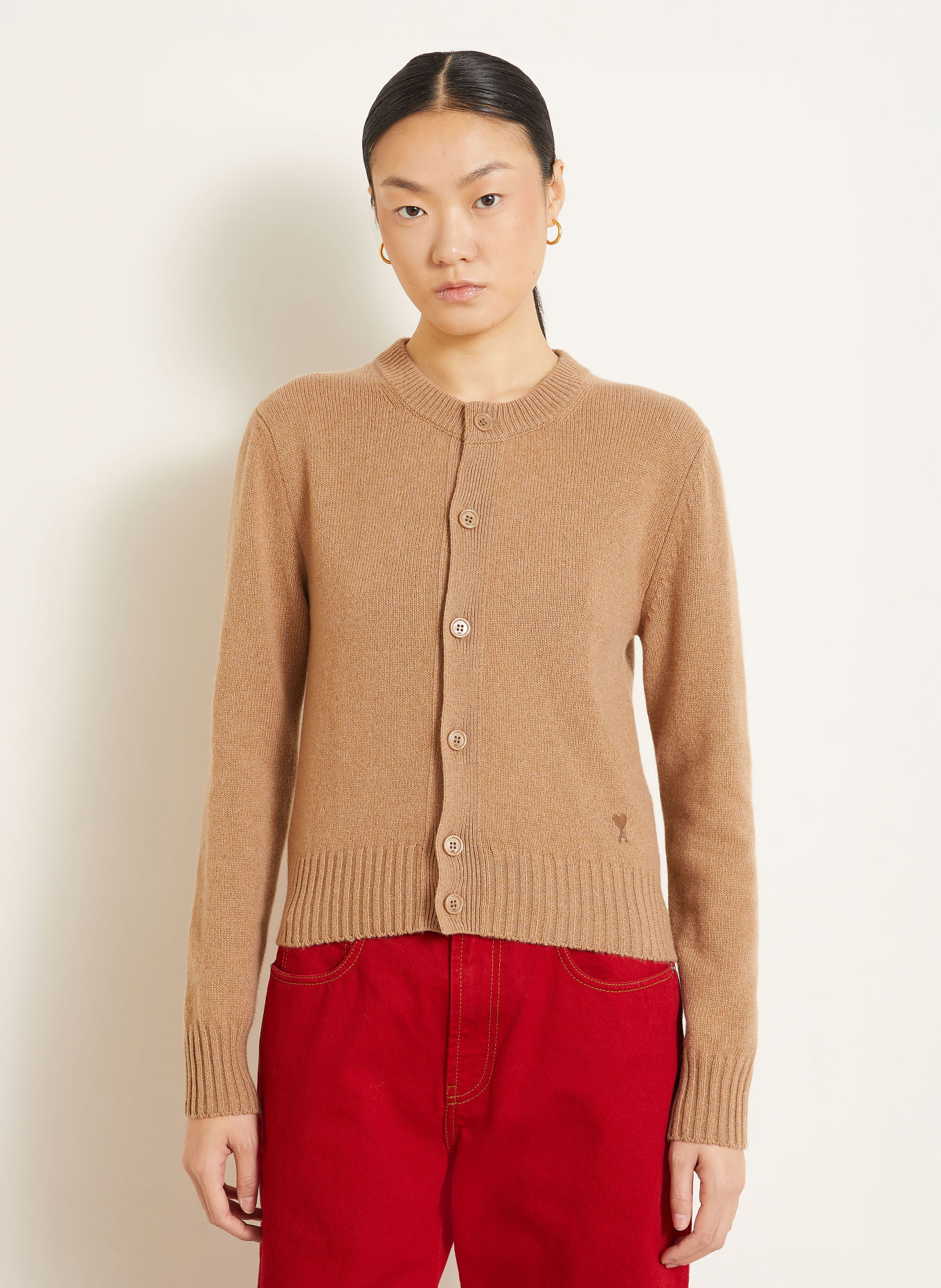 AMI PARIS Cardigan en cachemire: CHAMEAU