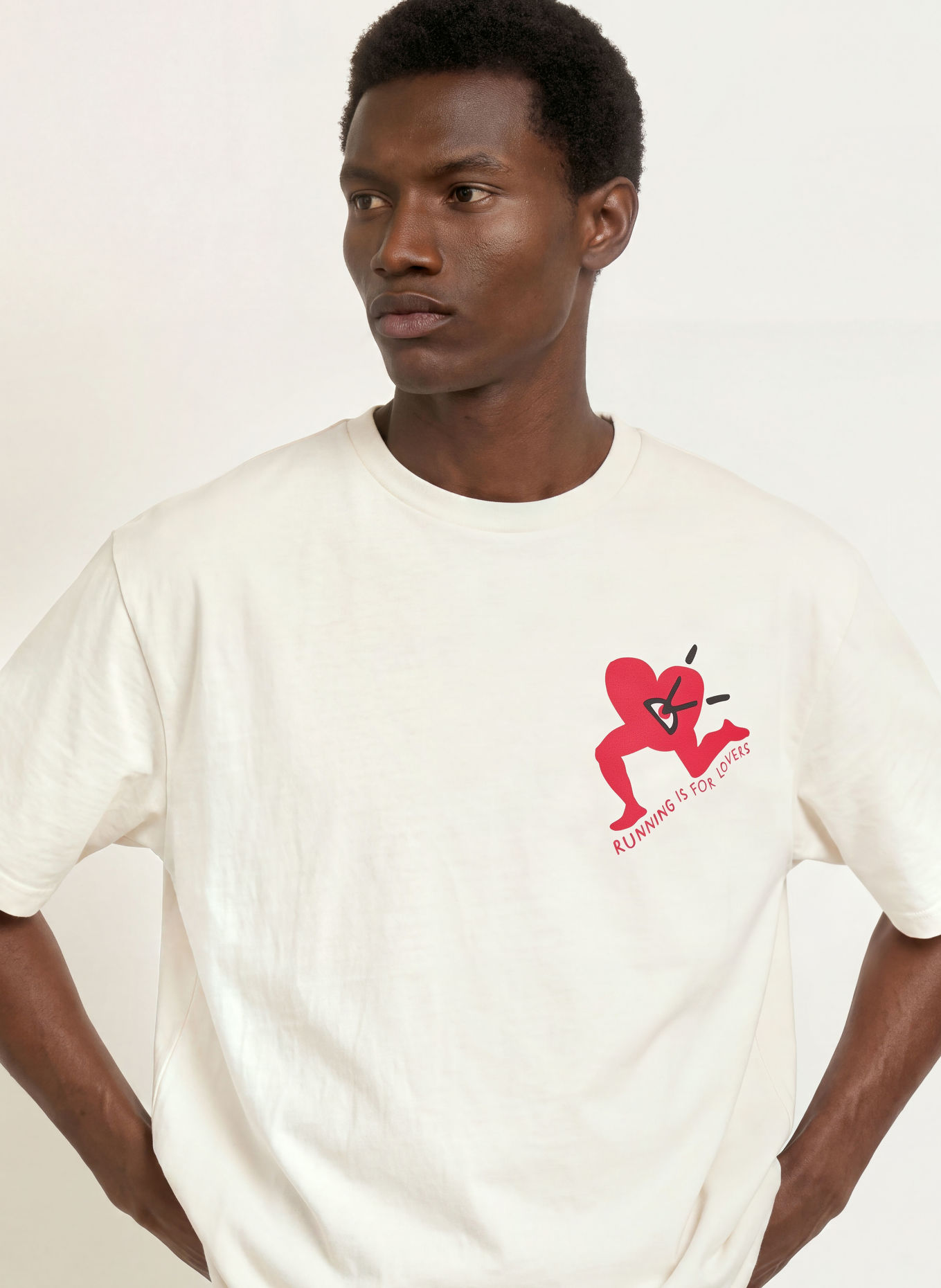 District Vision T-shirt CALIFORNIA: ÉCRU / ROUGE FONCÉ / NOIR