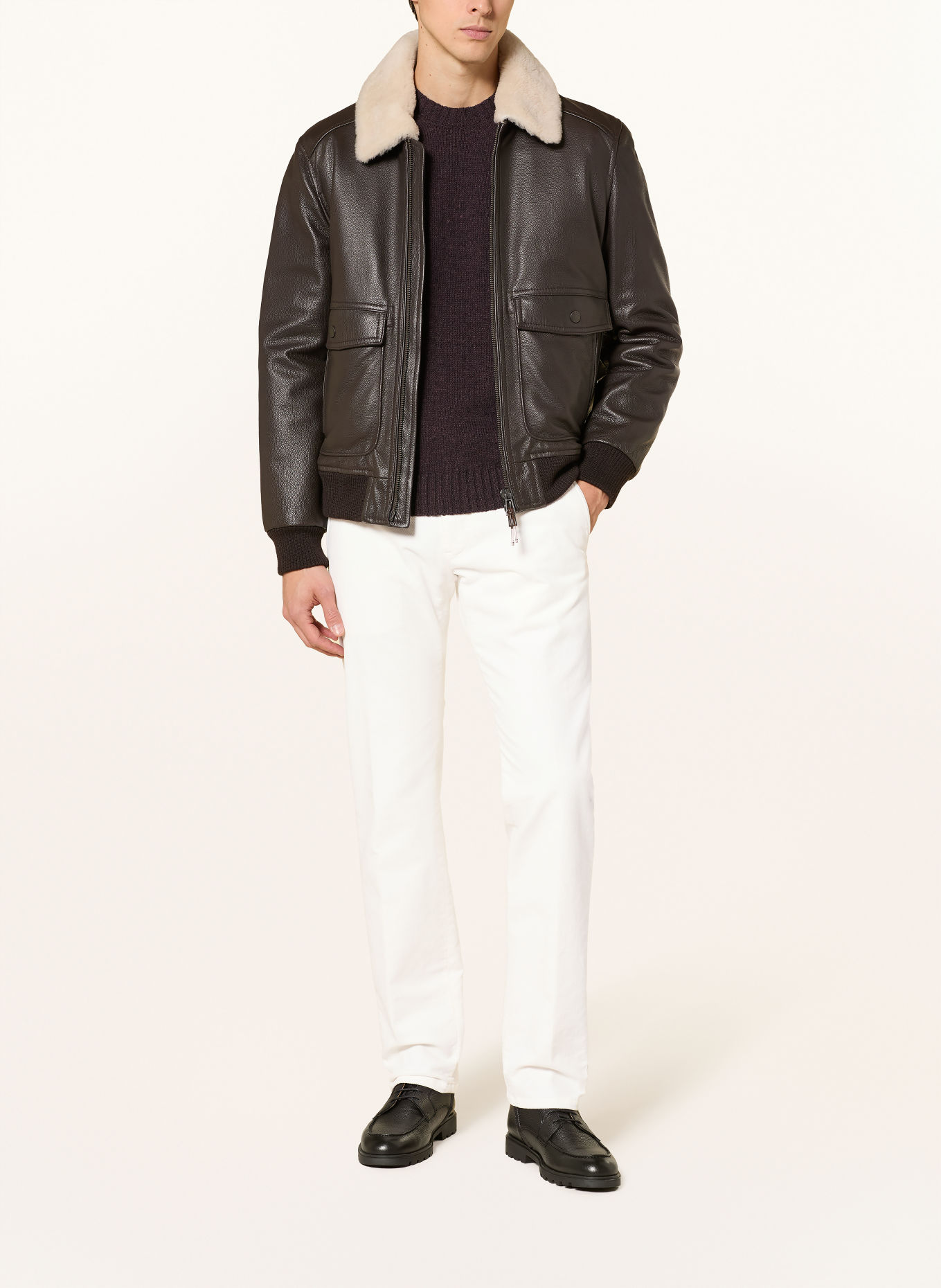 windsor. Velvet chino CINO Slim Fit: CREAM