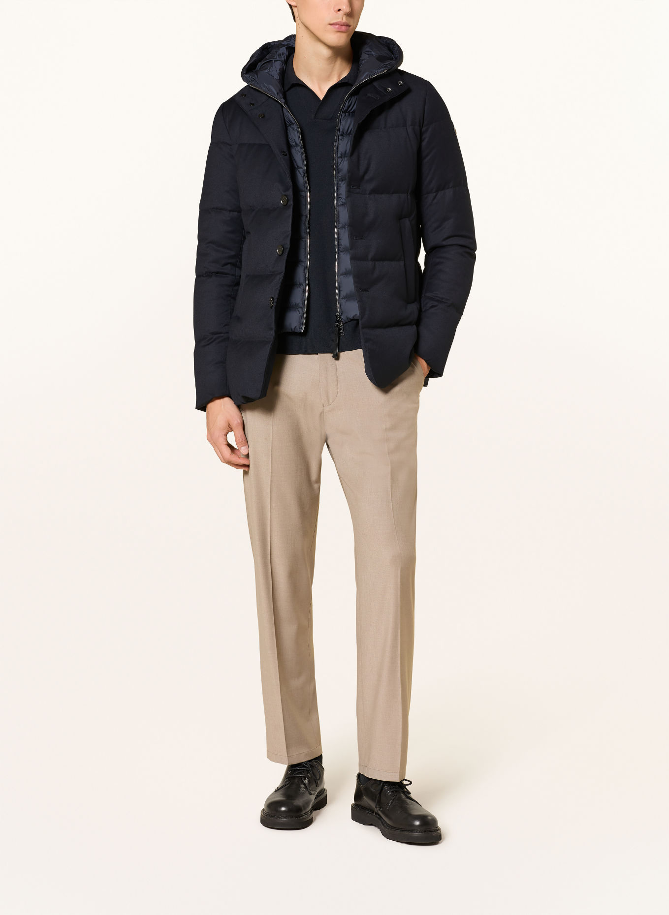 DUNO BJORN down jacket with removable trim: DARK BLUE