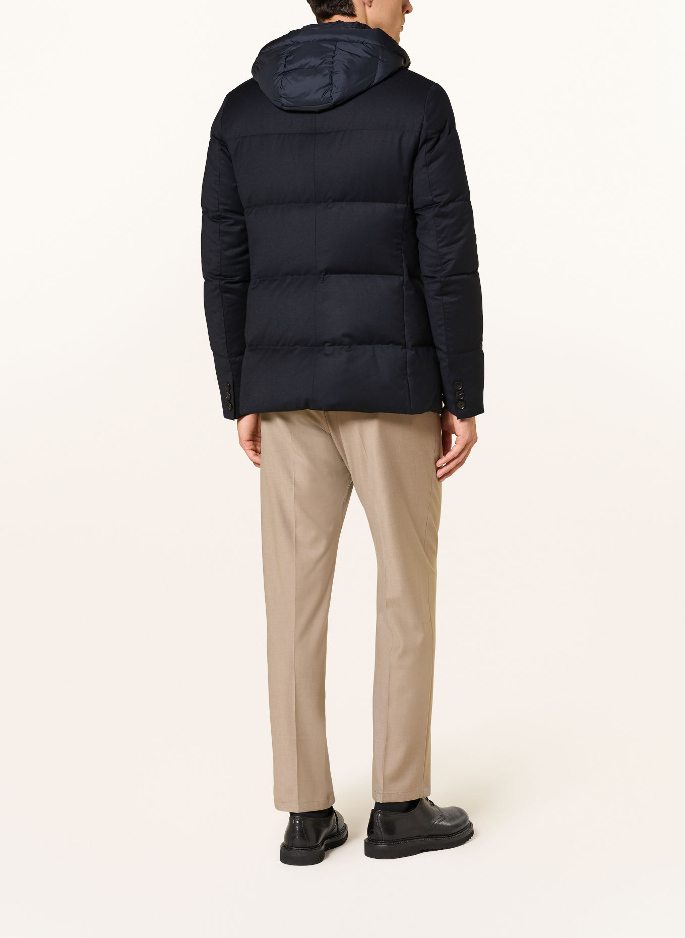 DUNO BJORN down jacket with removable trim: DARK BLUE