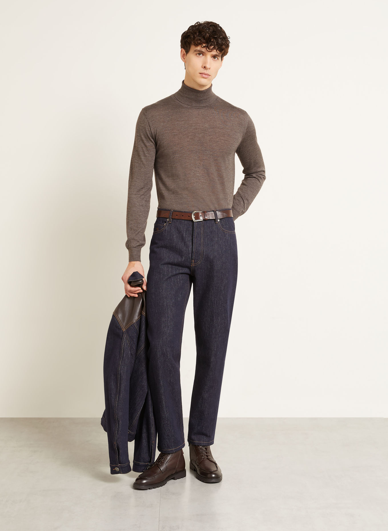 FIORONI Rollkragenpullover aus Cashmere mit Seide: TAUPE