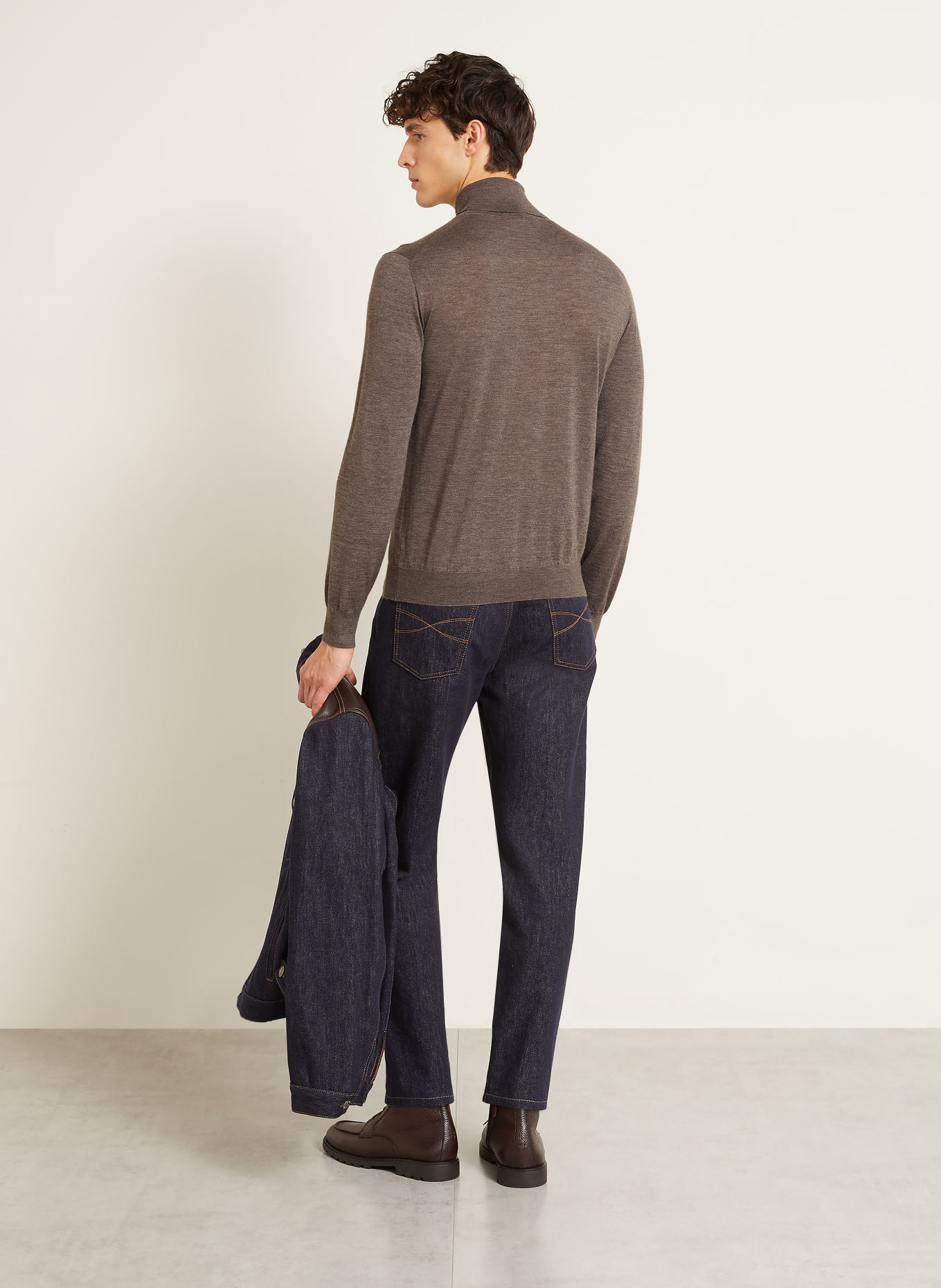 FIORONI Rollkragenpullover aus Cashmere mit Seide: TAUPE