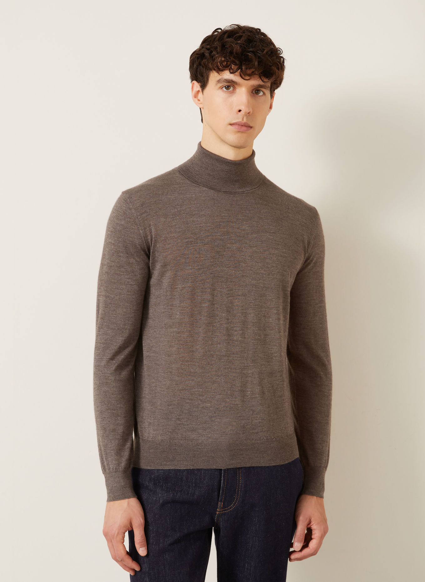 FIORONI Rollkragenpullover aus Cashmere mit Seide: TAUPE