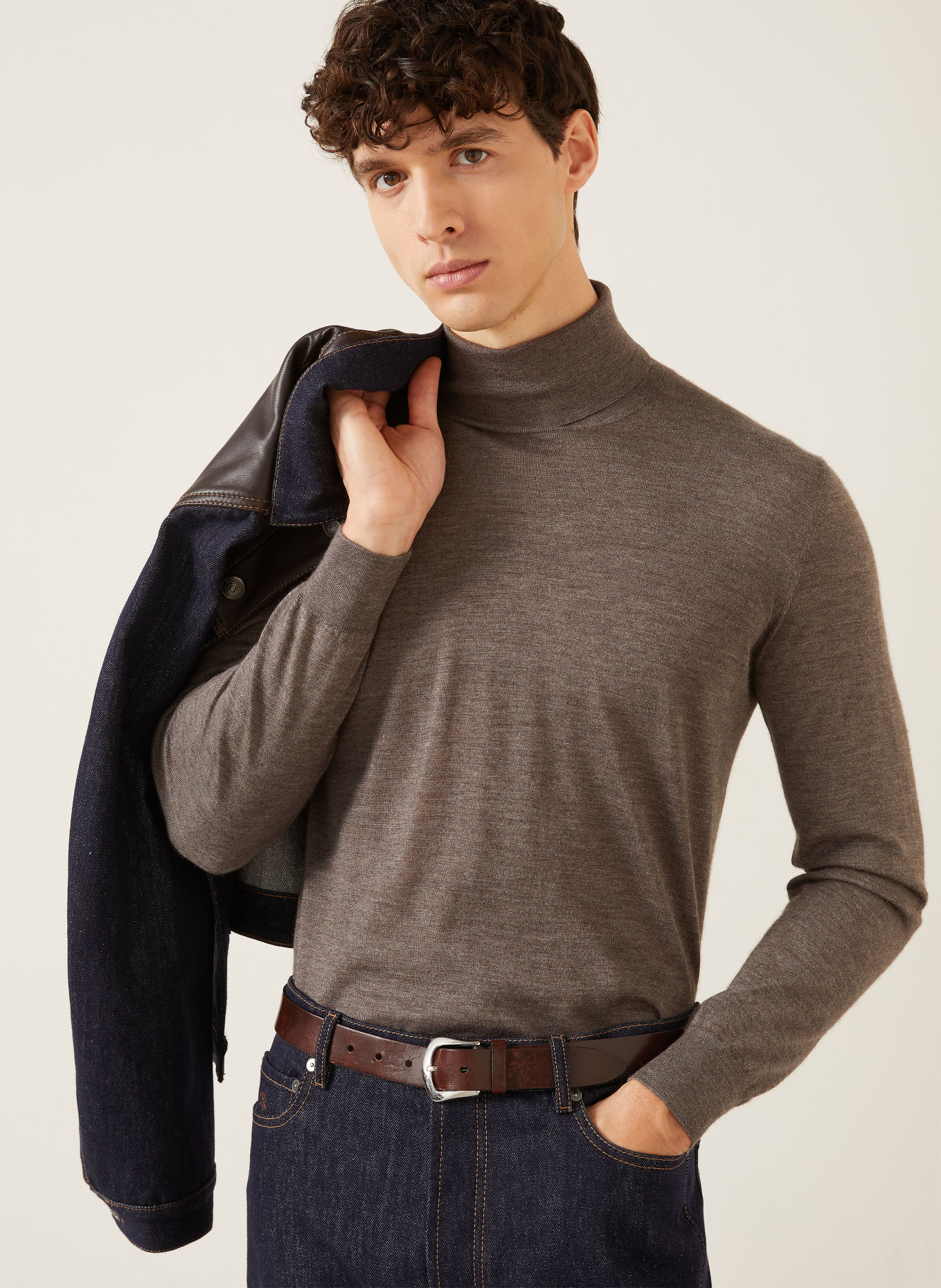 FIORONI Rollkragenpullover aus Cashmere mit Seide: TAUPE