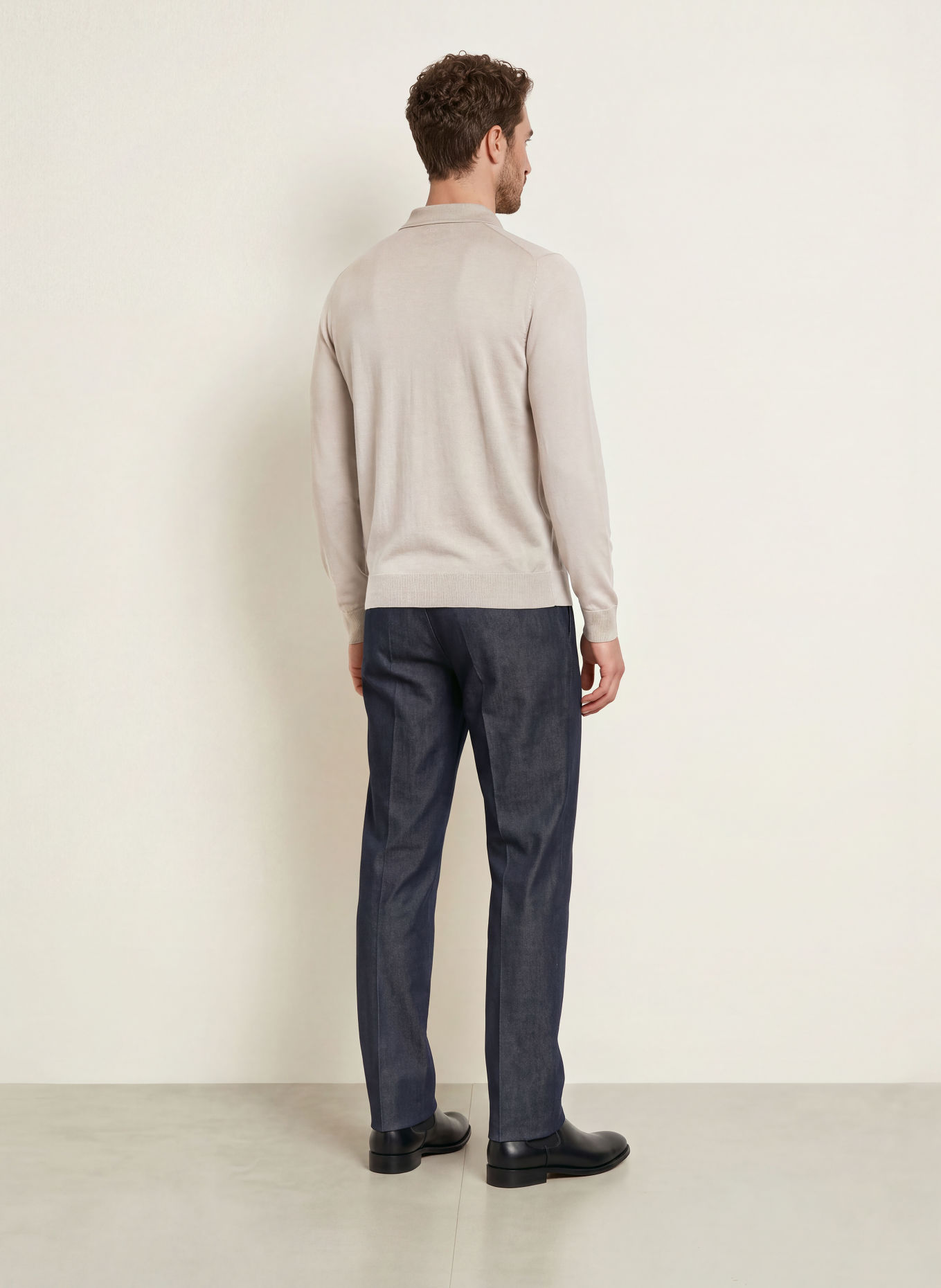 LARDINI Strikket polo-shirt: BEIGE