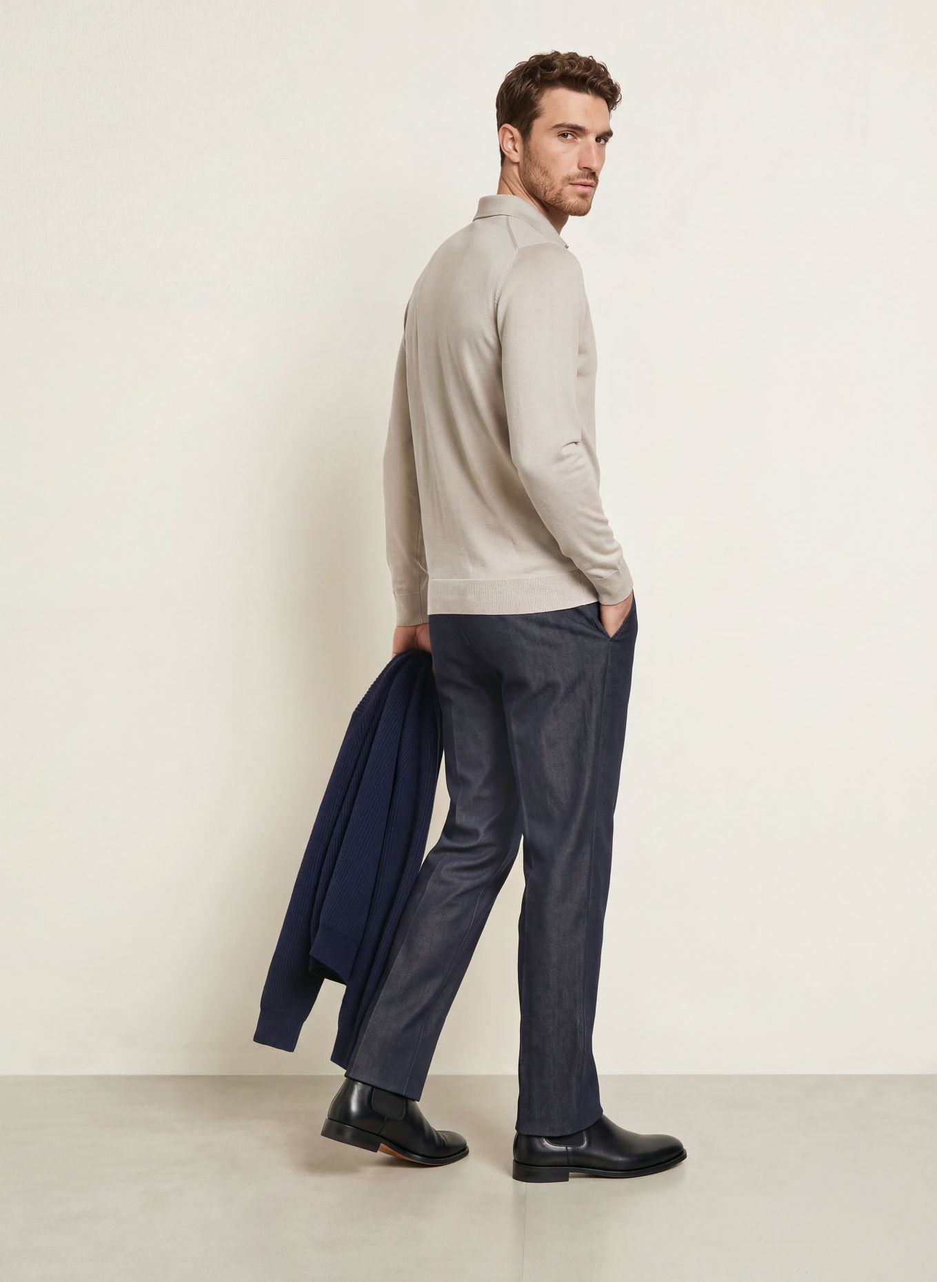 LARDINI Strikket polo-shirt: BEIGE